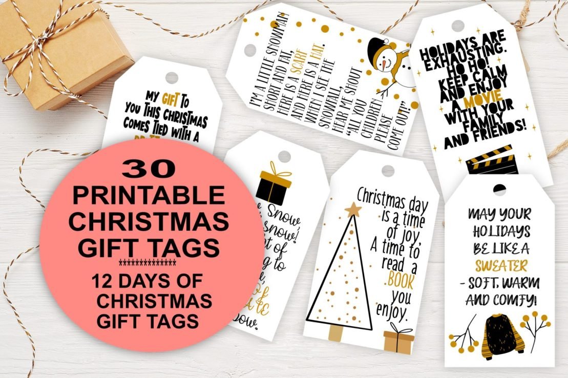 Editable Twelve Days of Christmas Printable Tags, Printable