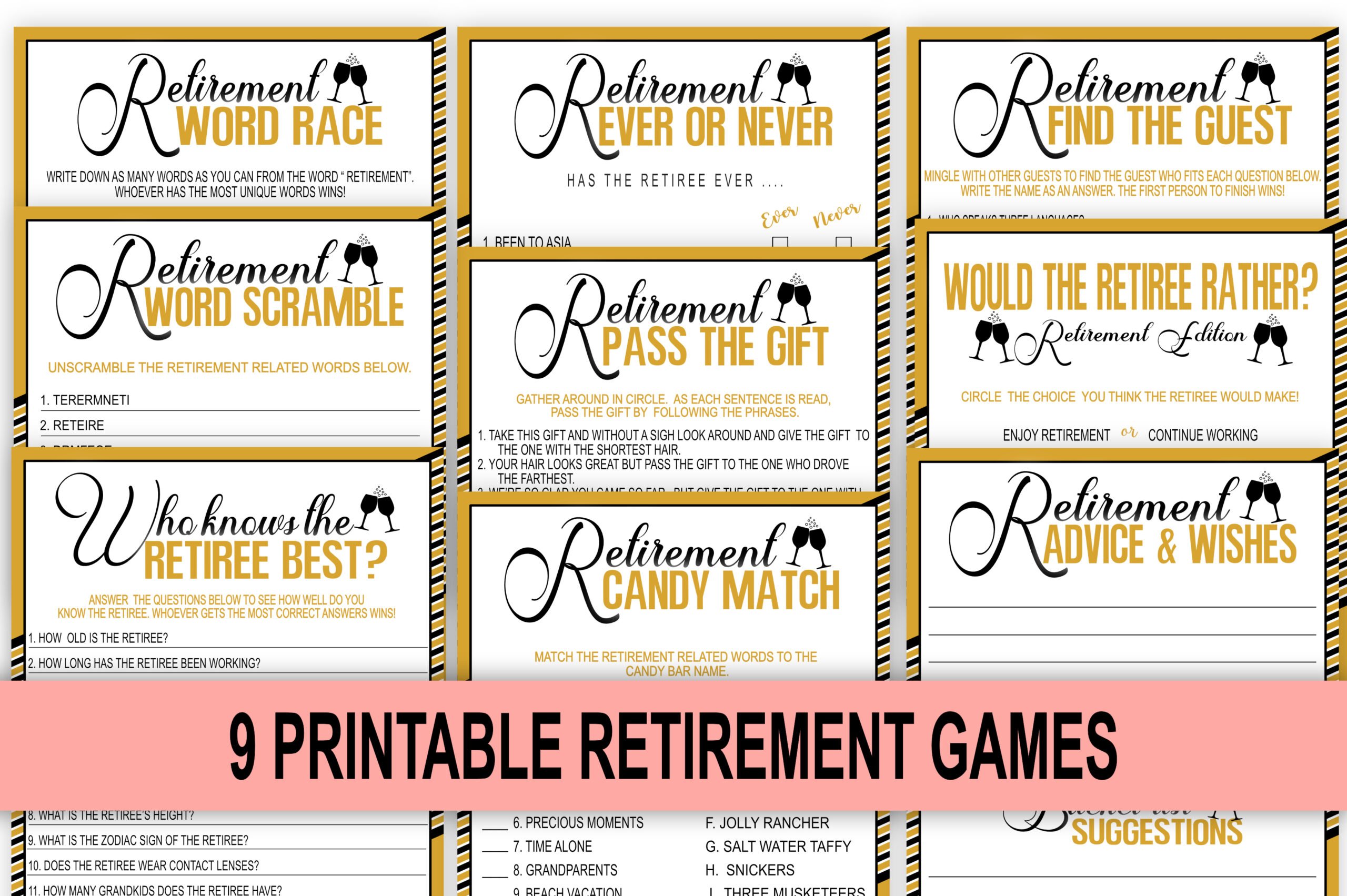 RETIREMENT GAMES RETIREMENT 9-1 Games Bundle Pack Fun