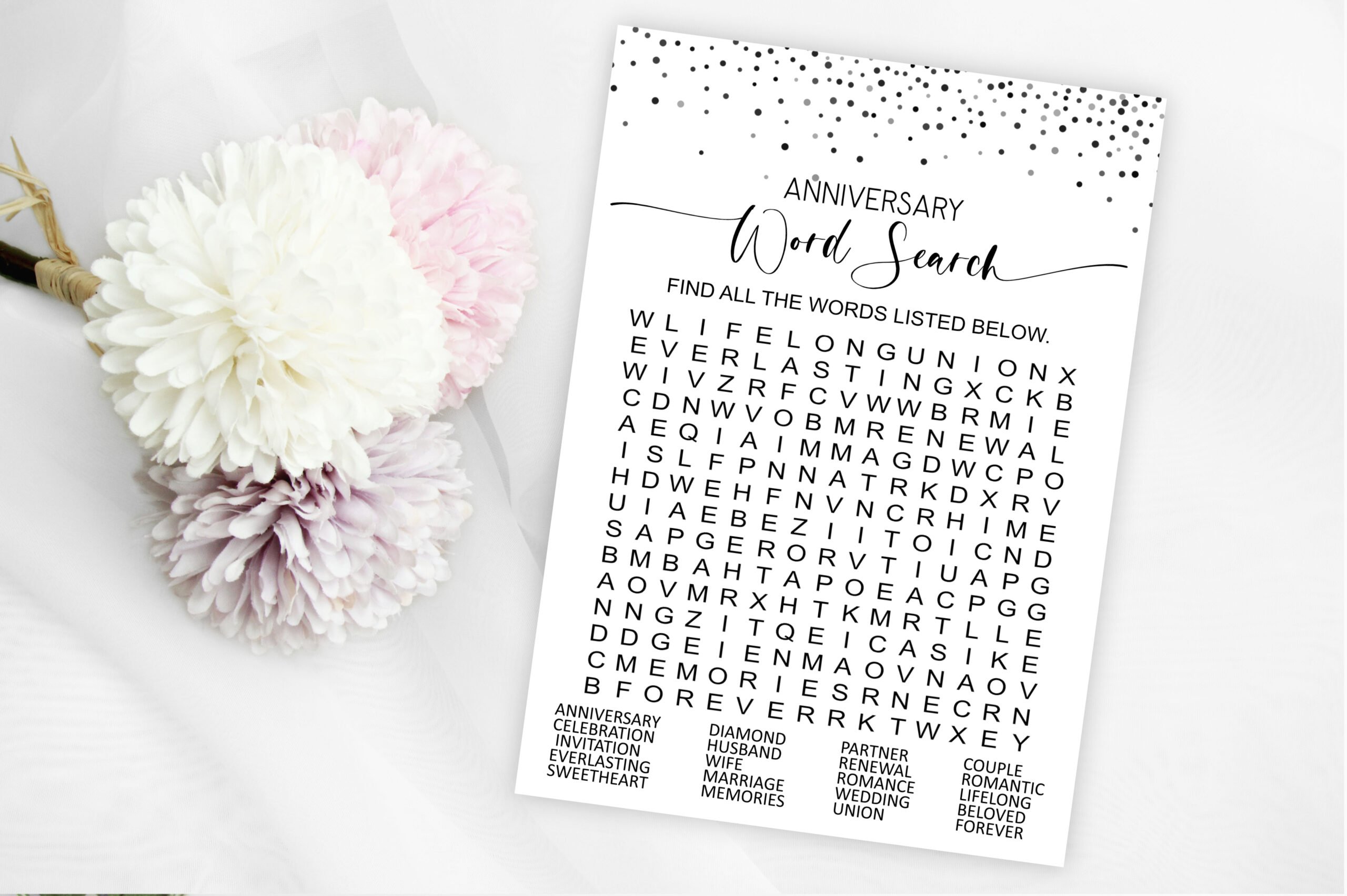 Anniversary Games Anniversary Word Search Game 18th
