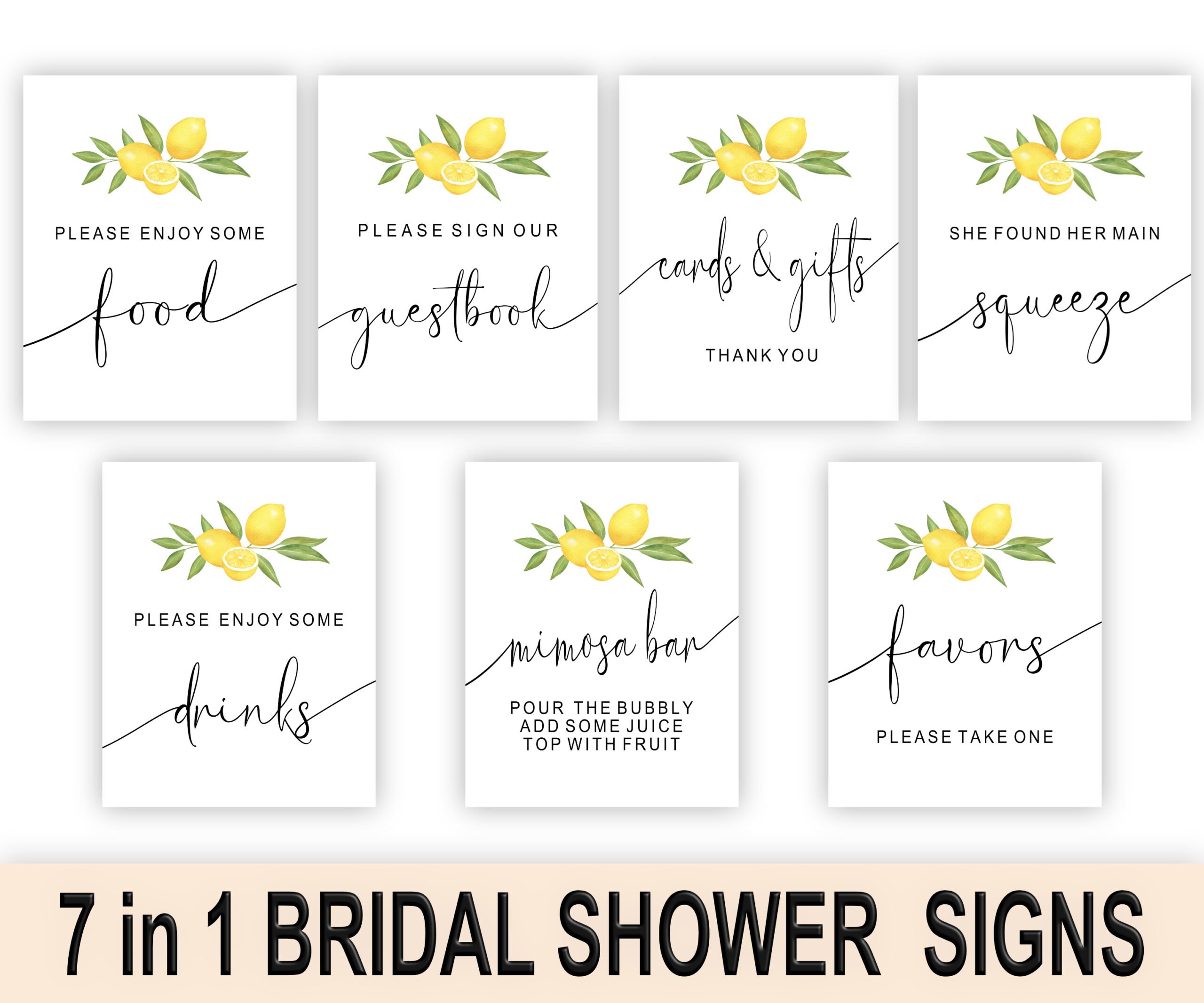 DECOR | SIGNS Lemon theme Bridal Shower Signs 7-1 bundle Bridal Shower Decor