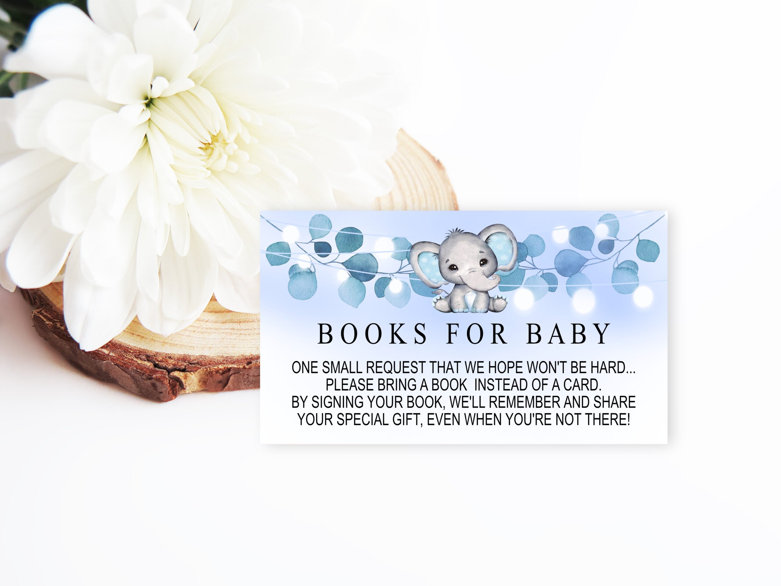 Books for Baby Cards Blue Elephant Baby Book Request Card Baby Shower Blue Elephant Baby Book Request Card