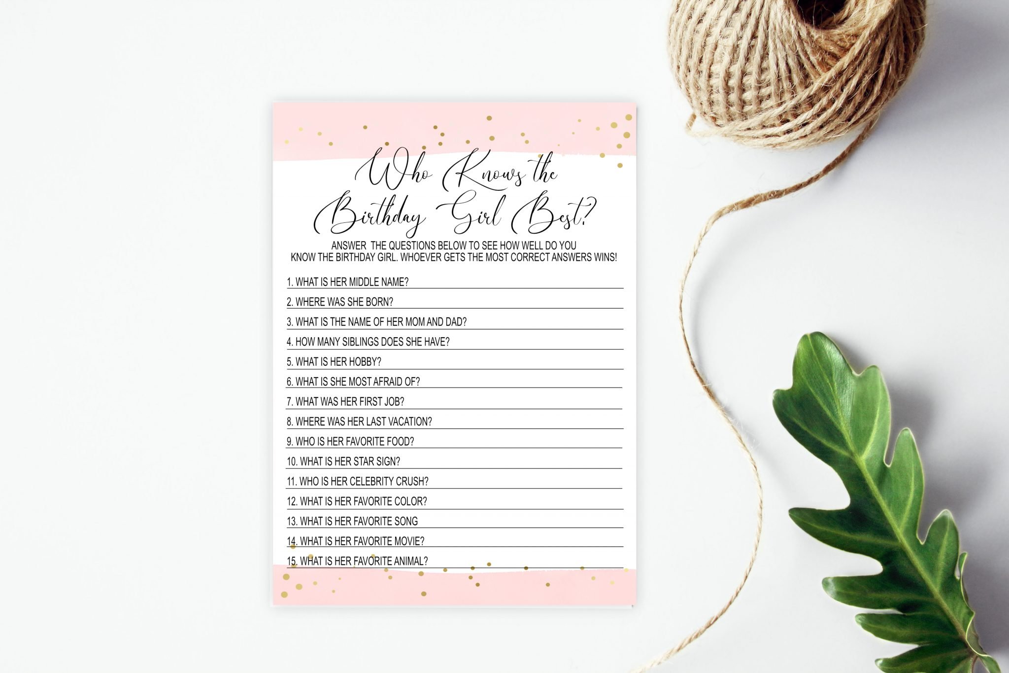 Who Knows The Birthday Girl Best Printables Depot 