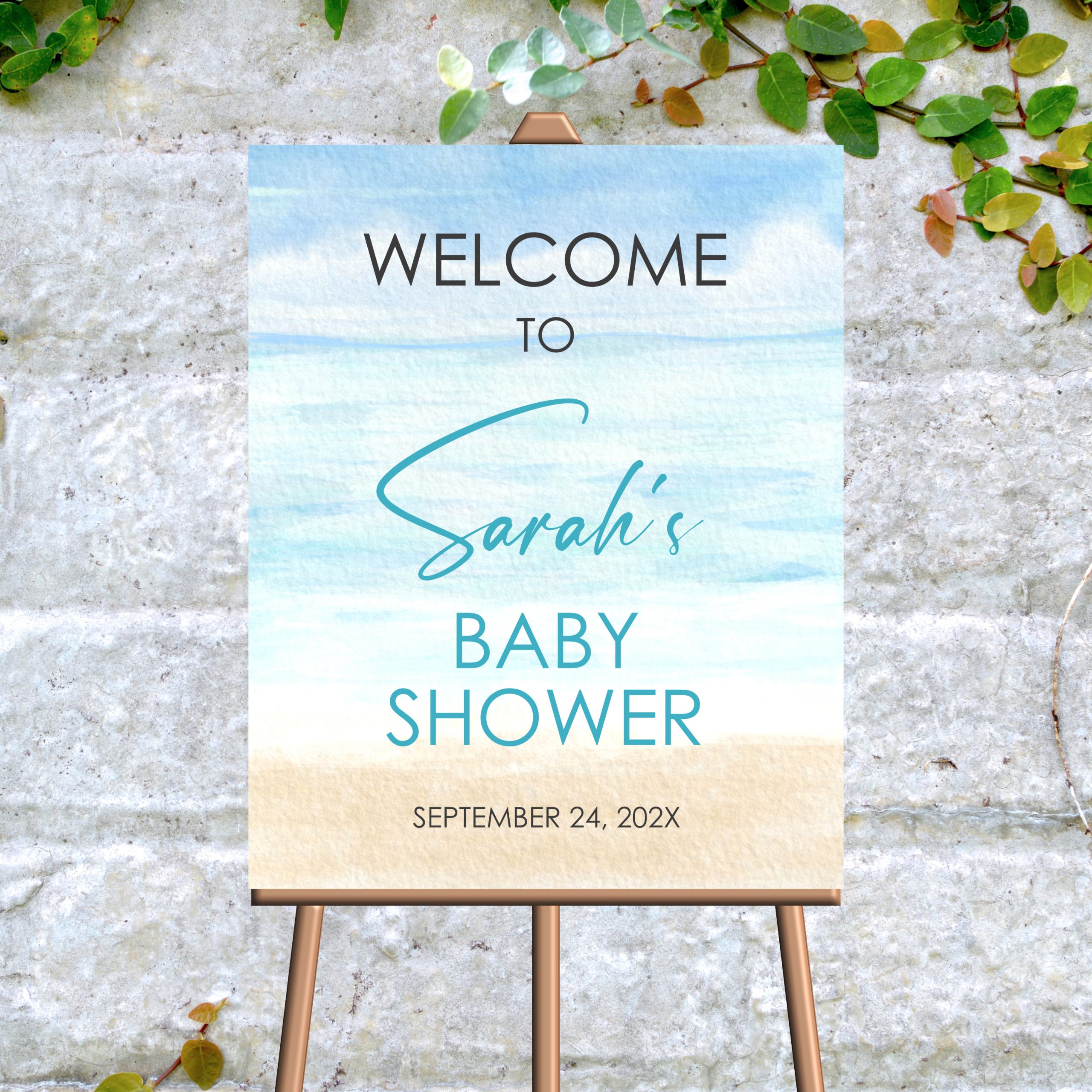 DECOR | SIGNS Editable Beach Baby Shower Welcome Sign – Ocean Sea Beach Party Decoration