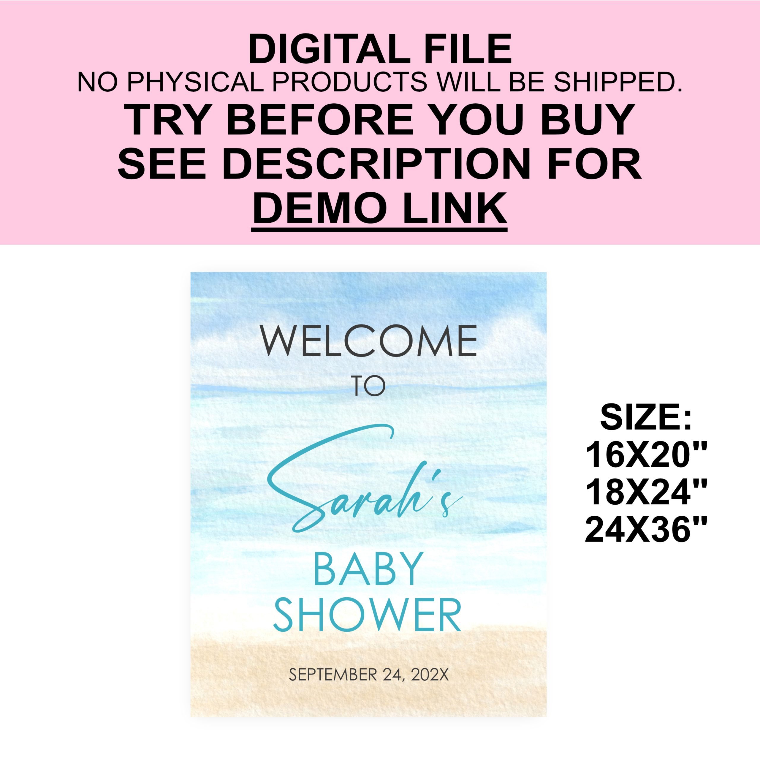 DECOR | SIGNS Editable Beach Baby Shower Welcome Sign – Ocean Sea Beach Party Decoration