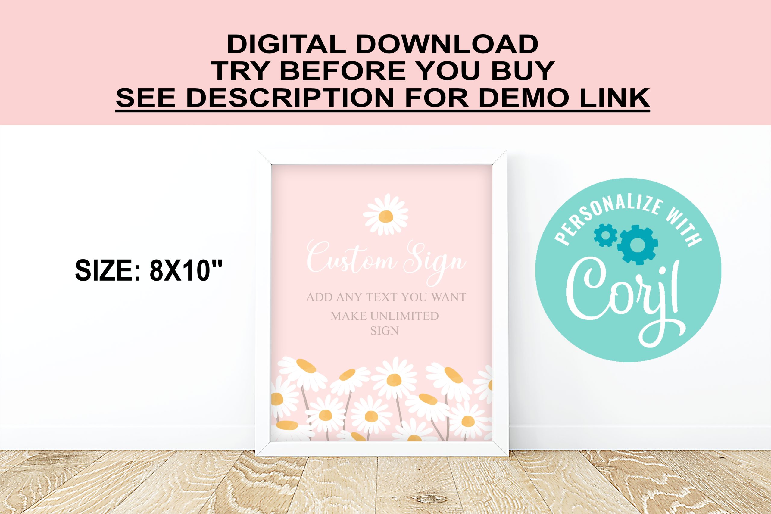 DECOR | SIGNS Editable Daisy Boho Custom Sign 8x10 Corjl Template