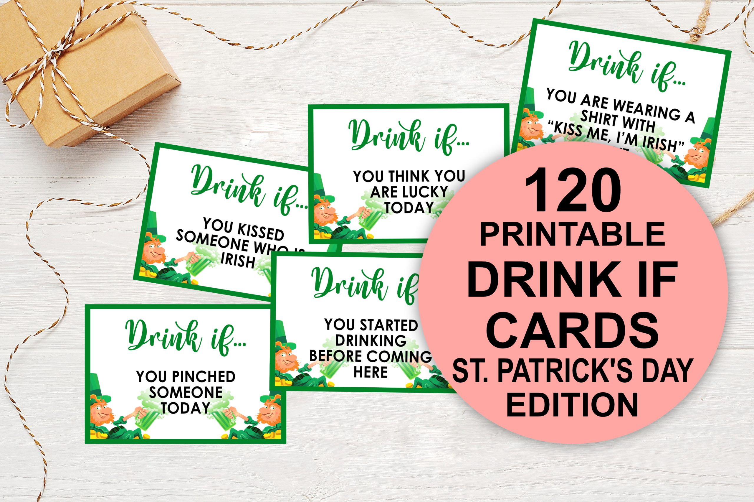 HOLIDAY Drink if St. Patrick’s Day Game, Shamrock’s Day Game , PRINTABLE, Fun St. Paddy’s Day Game 3.25x2.25" cards