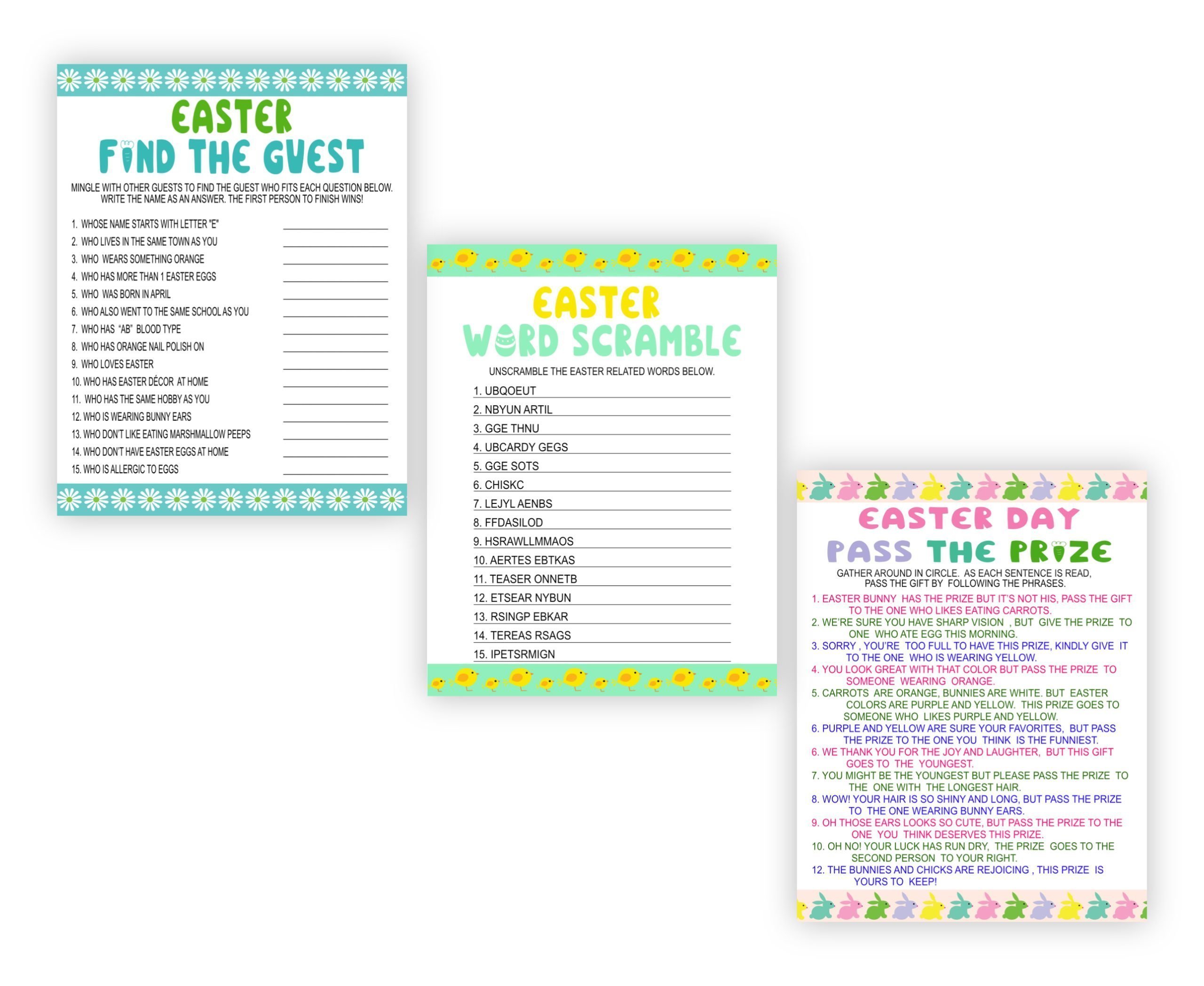 Easter “Easter Day Games Bundle – Fun Printable Games Set Pack Downloadable Easter Games