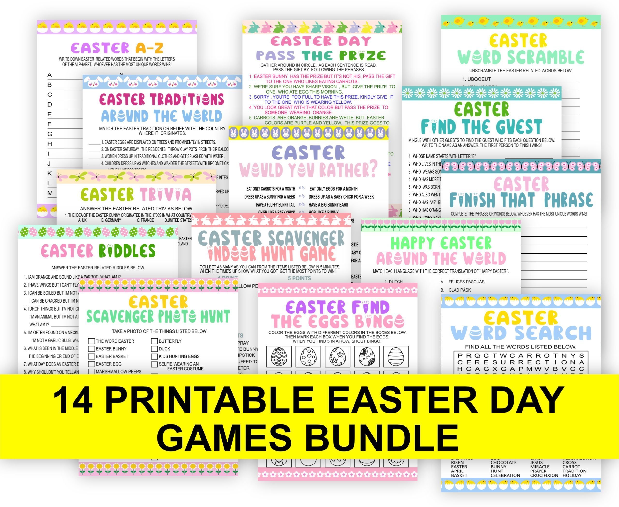 Easter “Easter Day Games Bundle – Fun Printable Games Set Pack Downloadable Easter Games