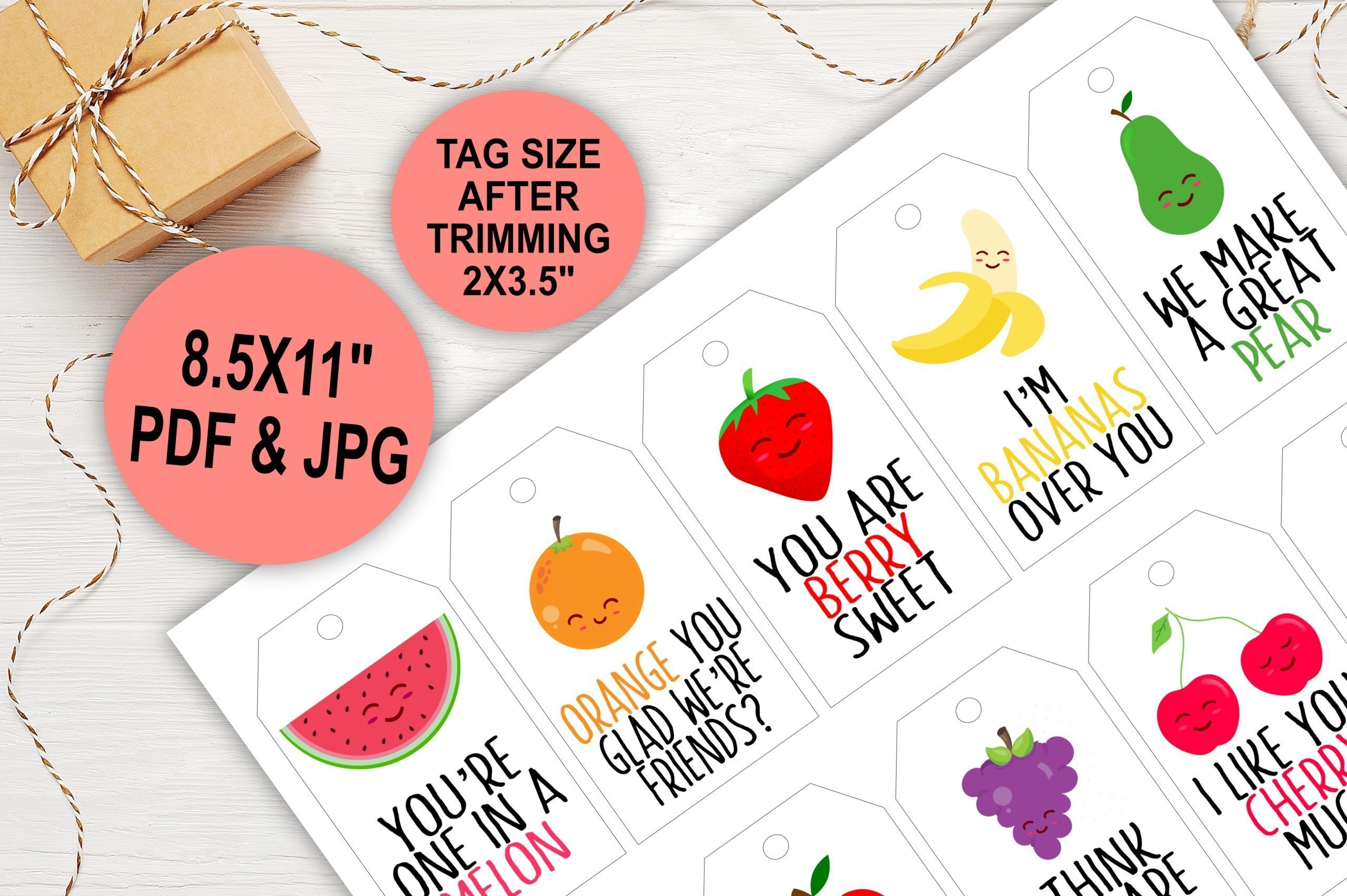 HOLIDAY Funny Fruit Valentine Gift Tags – Printable Tags for Galentine’s Day and More Affordable Valentine's Day gift tags