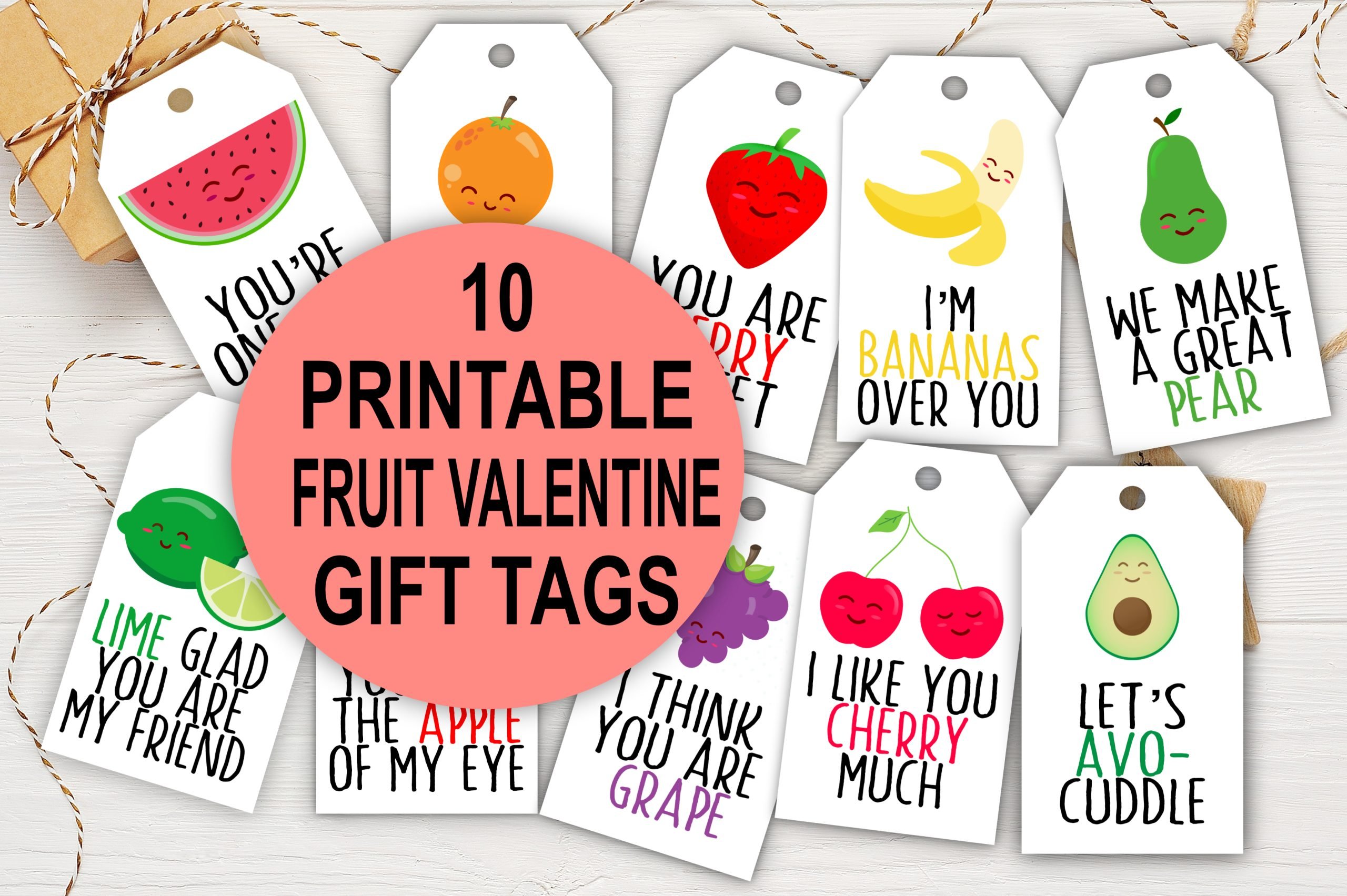 HOLIDAY Funny Fruit Valentine Gift Tags – Printable Tags for Galentine’s Day and More Affordable Valentine's Day gift tags