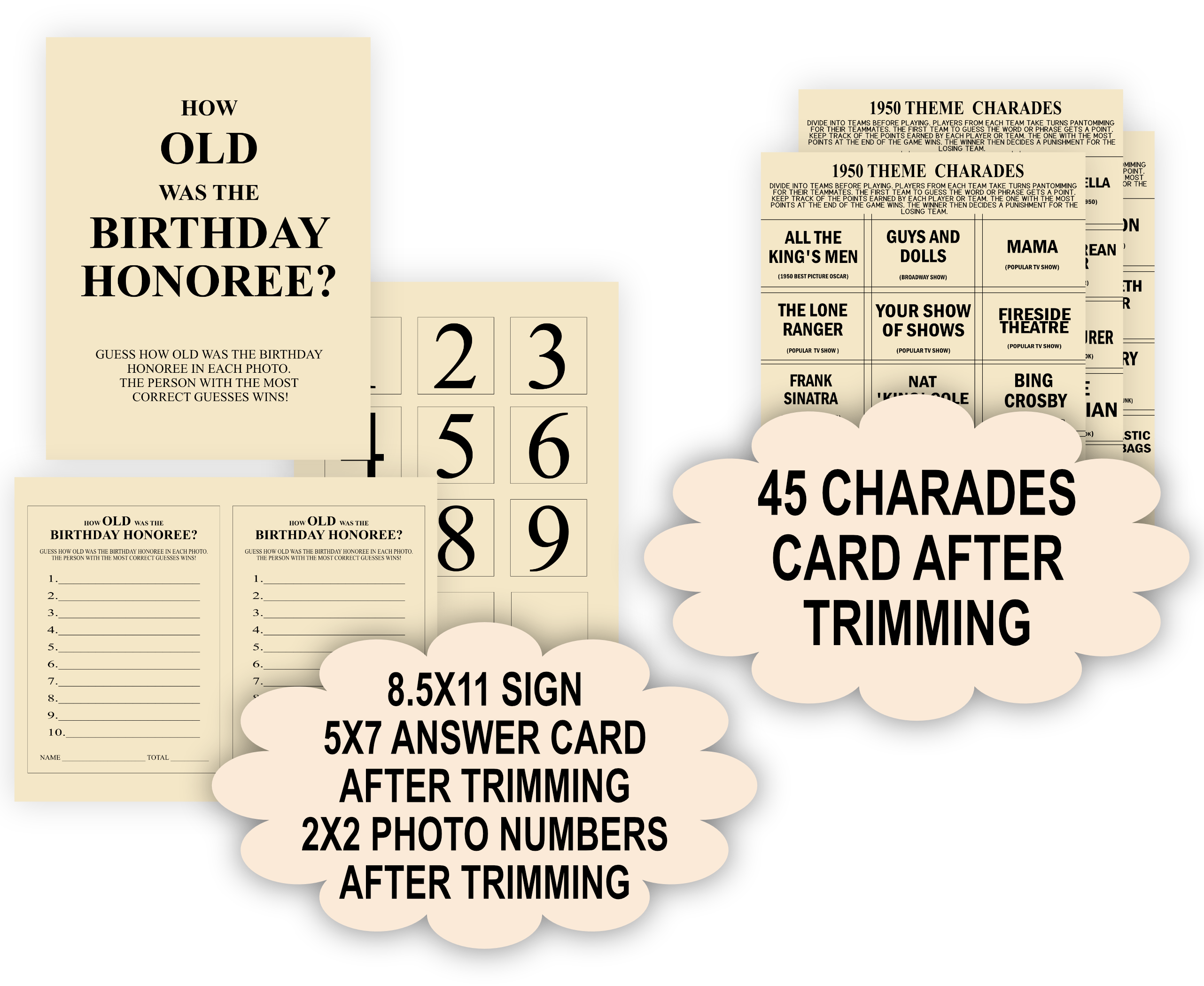 BIRTHDAY 72nd Birthday Party Games Printable Fun Birthday Game Bundle Born in 1950 Games : 72nd birthday