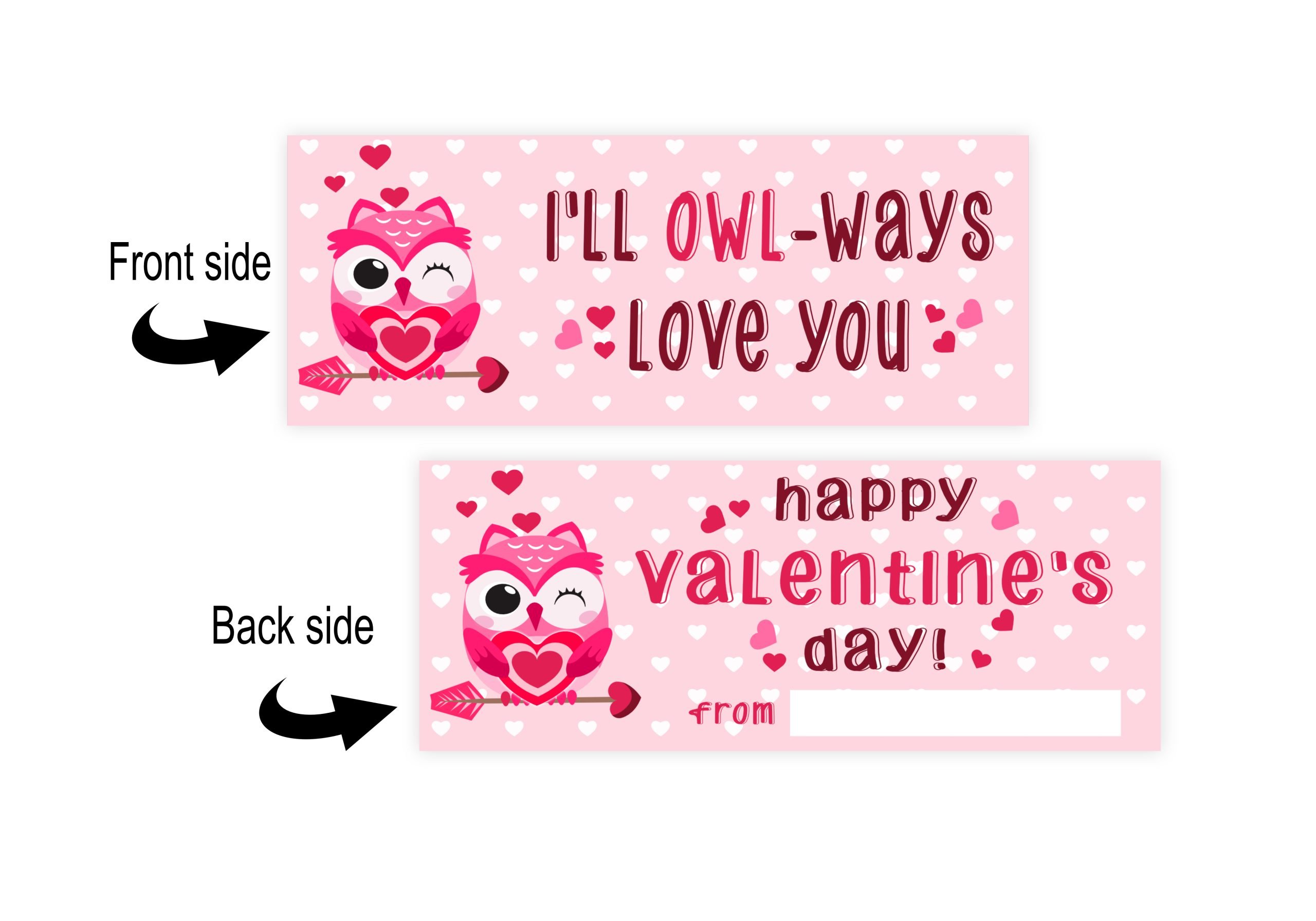 TAGS | LABELS Owl Valentine Treat Bag Toppers  Treat  Card Topper, PRINTABLE, Valentines Kids Treat Bags, I’ll  Owl ways love you adhesive