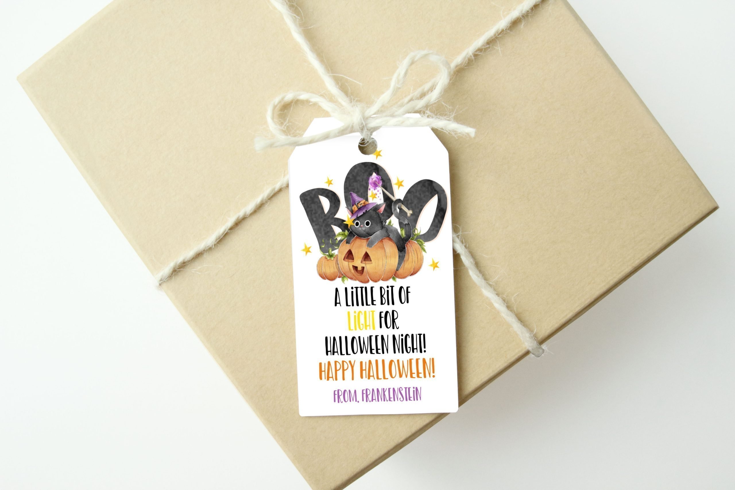 Halloween Editable Halloween Glow Stick Tag, Trick Or Treat Gift Tags Customizable Halloween Labels