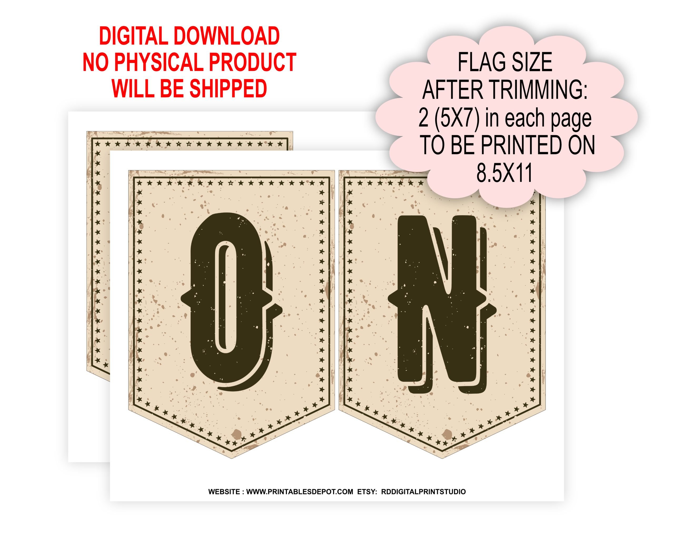 Bunting Flag Banner Rodeo High Chair Banner – Cowboy Cowgirl First Birthday Decor – PRINTABLE Digital 1st First Birthday High Chair Banner