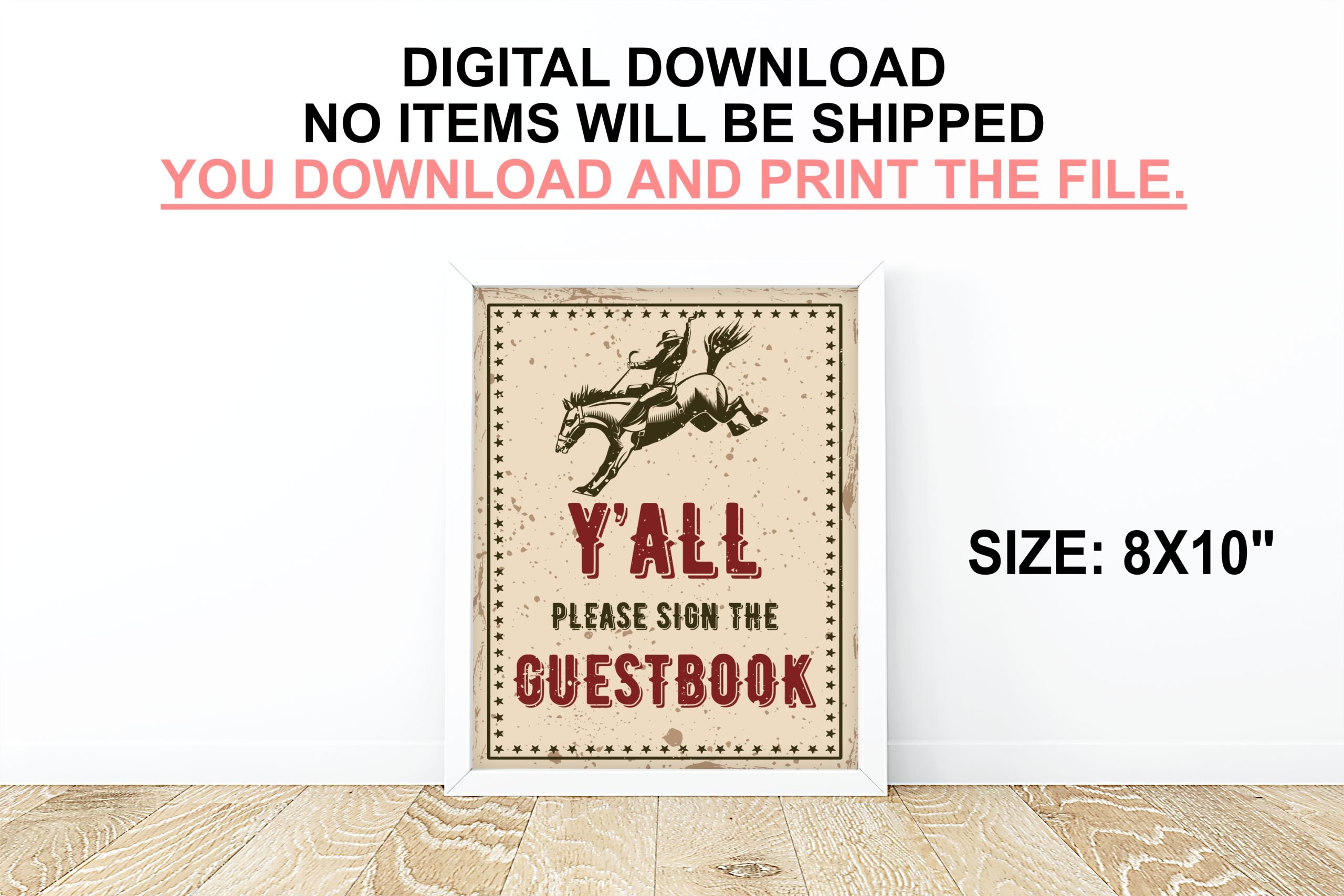 DECOR | SIGNS Rodeo Y’all Sign the GuestBook Sign – Cowboy Rodeo Horse PRINTABLE Baby Shower Sign