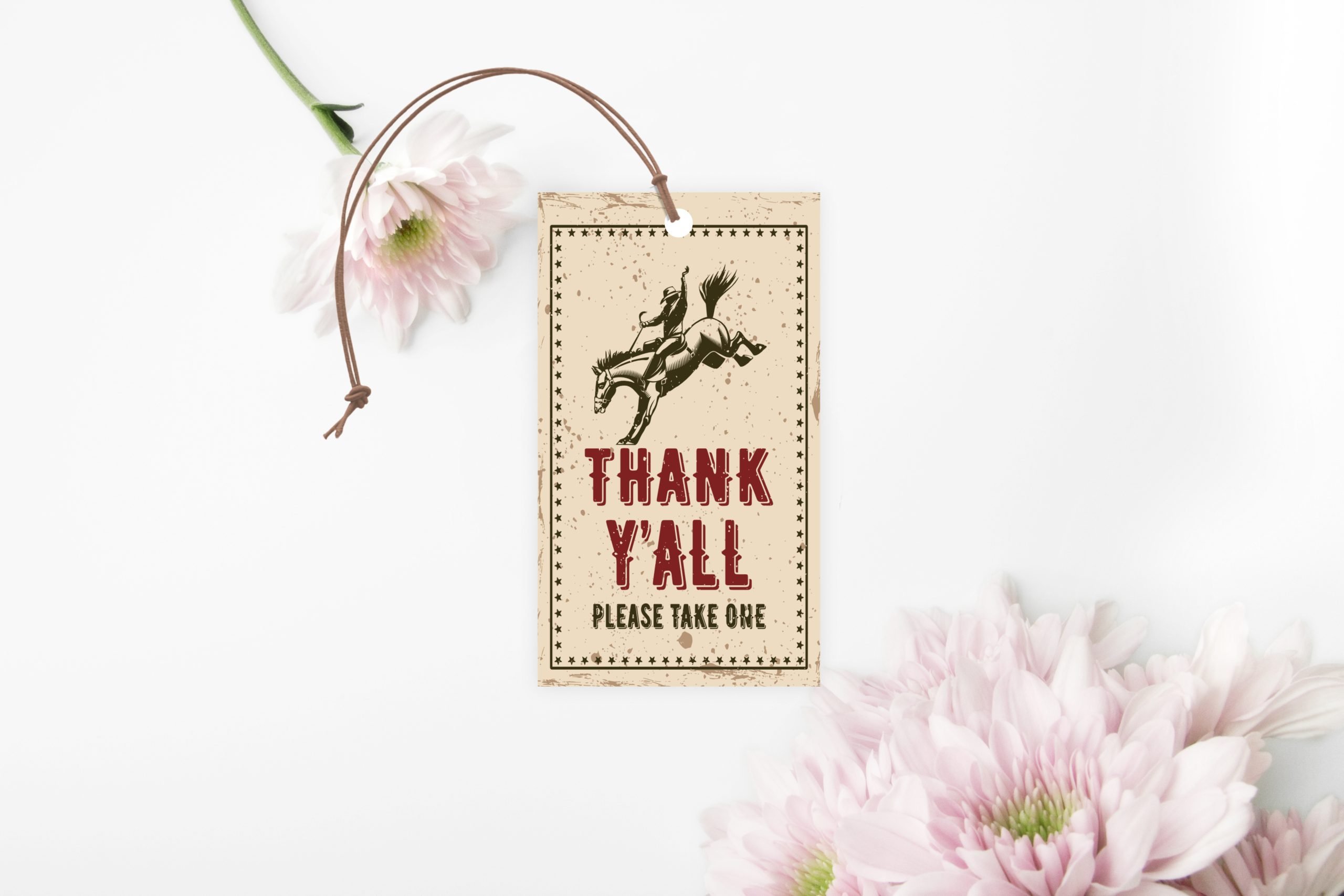 Gift Tags | Favor Tags Rodeo Thank You Gift Tag – Printable Rodeo Horse Favor Label 2x3.5" Gift Tags