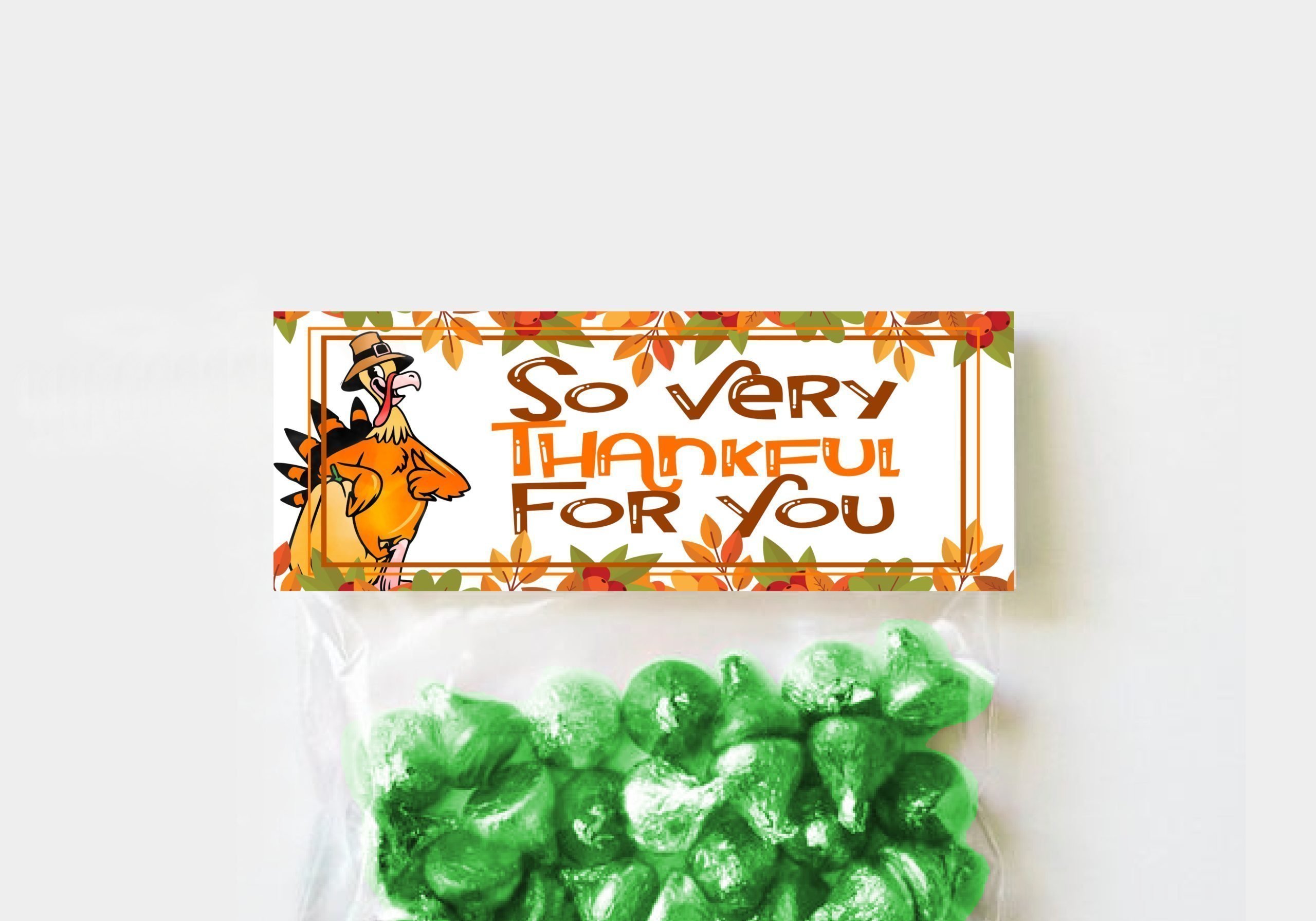 HOLIDAY Thanksgiving Day Treat Bag Topper – Printable Favor Bag Topper with Turkey Design Candy loot bag topper