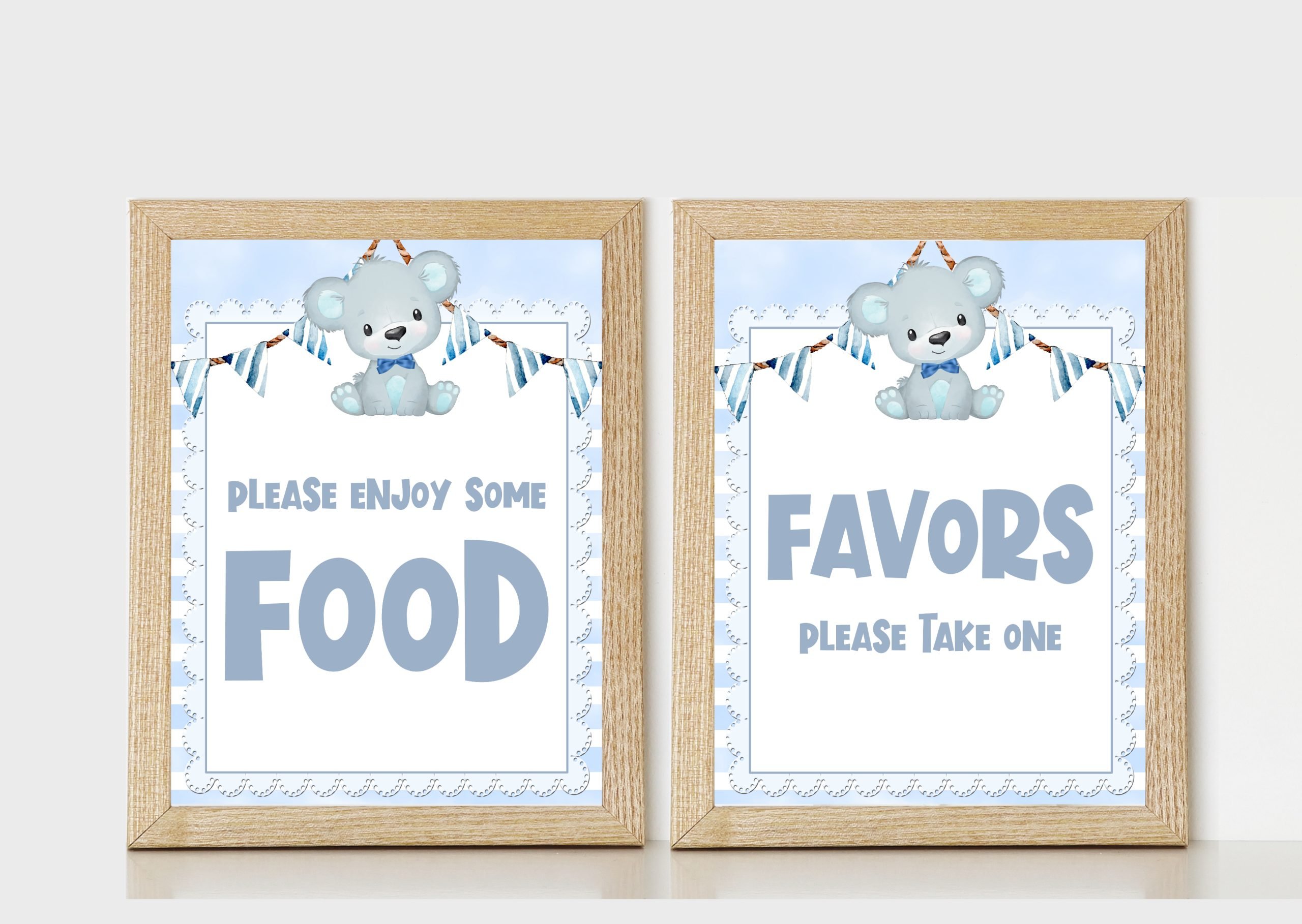 DECOR | SIGNS Blue Bear Baby Shower Signs Bundle, Baby Boy Table Decor, PRINTABLE 8x10 Size.