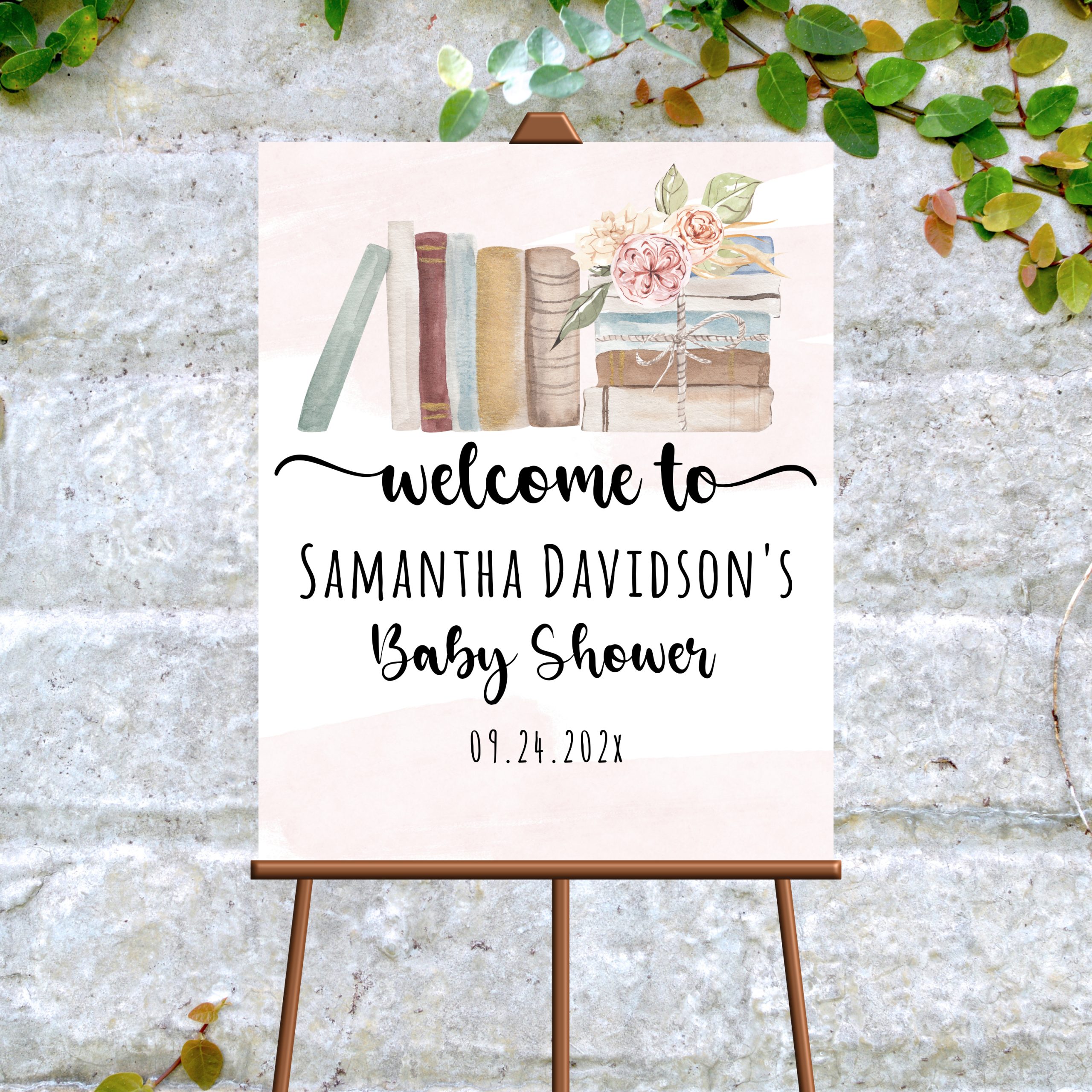DECOR | SIGNS Editable Storybook Welcome Sign – Pink Storybook Baby Shower Decor – PRINTABLE Corjl Template Book Baby Shower Decor Sign