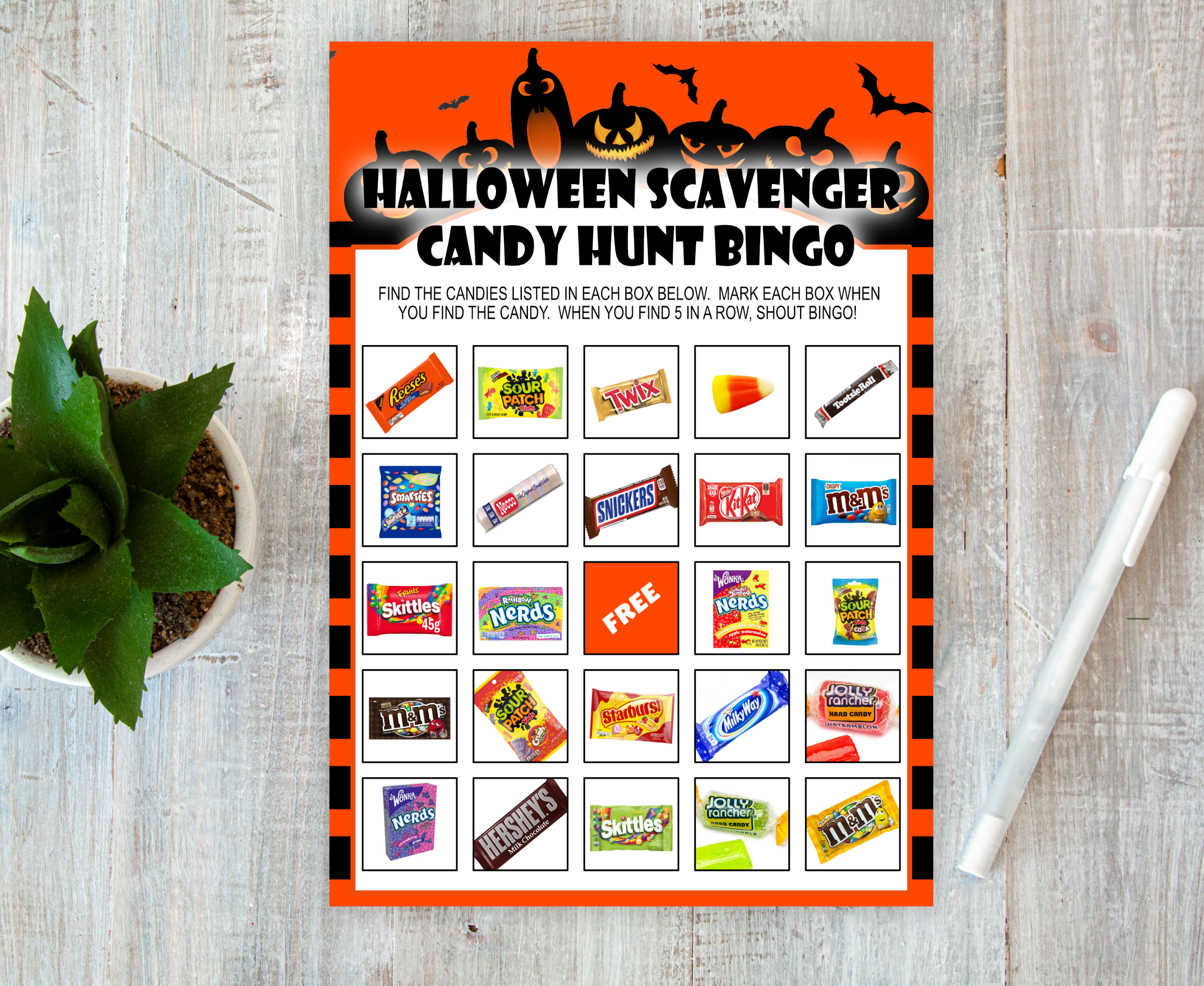 Halloween Halloween Scavenger Candy Hunt Bingo Game Printable for Kids and Adults Bingo_Game