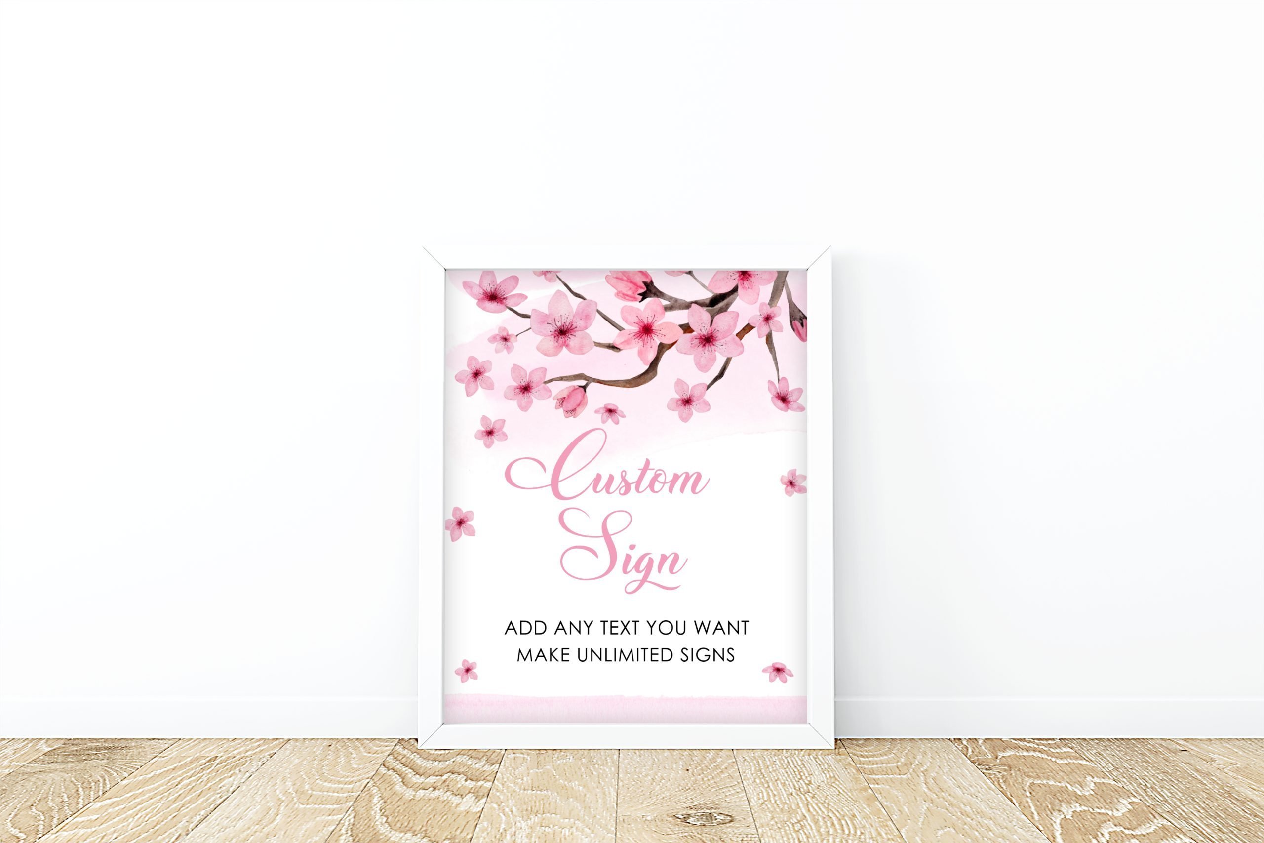 DECOR | SIGNS Editable Cherry Blossom Custom Sign – Pink Girl Birthday Decor – Corjl Digital Download 8x10 Sign
