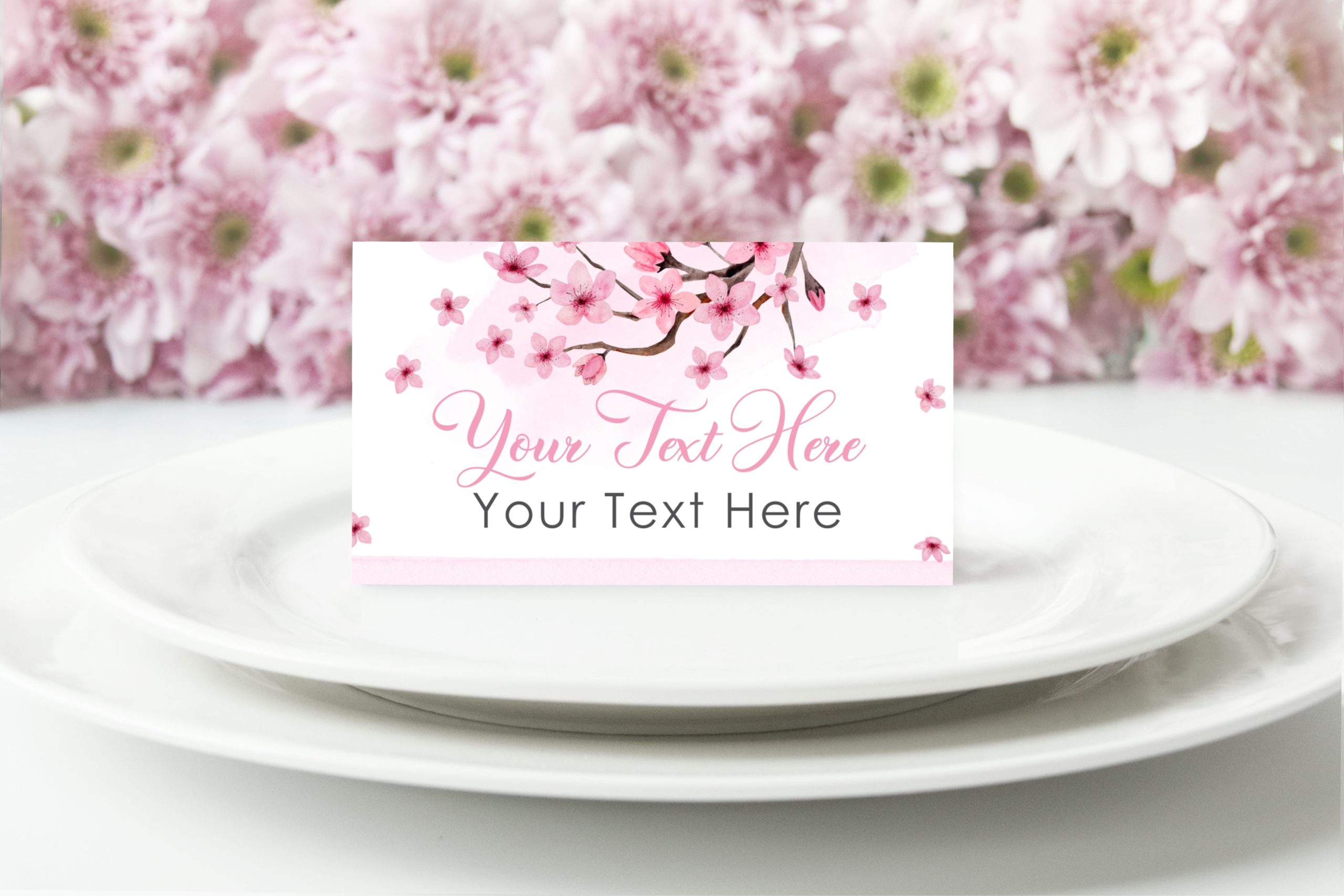 Food Label Editable Pink Cherry Blossom Food Tent Label Baby Shower Food Labels
