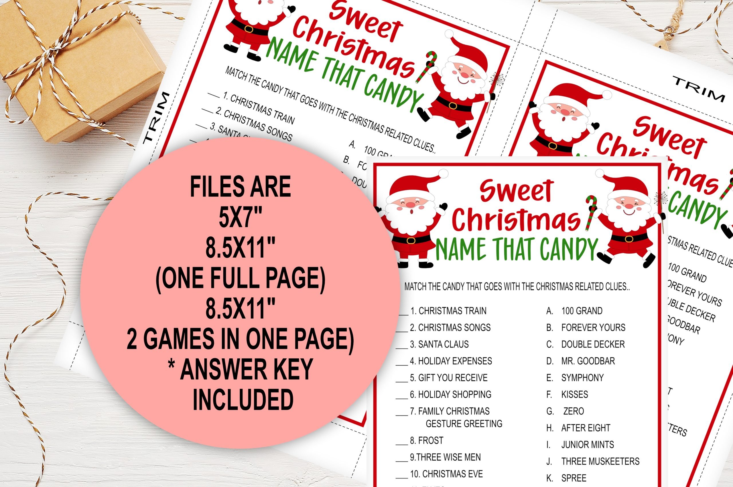 Christmas Christmas Candy Game, Name that Candy Game, Fun Christmas Party Game Candy Identification Game