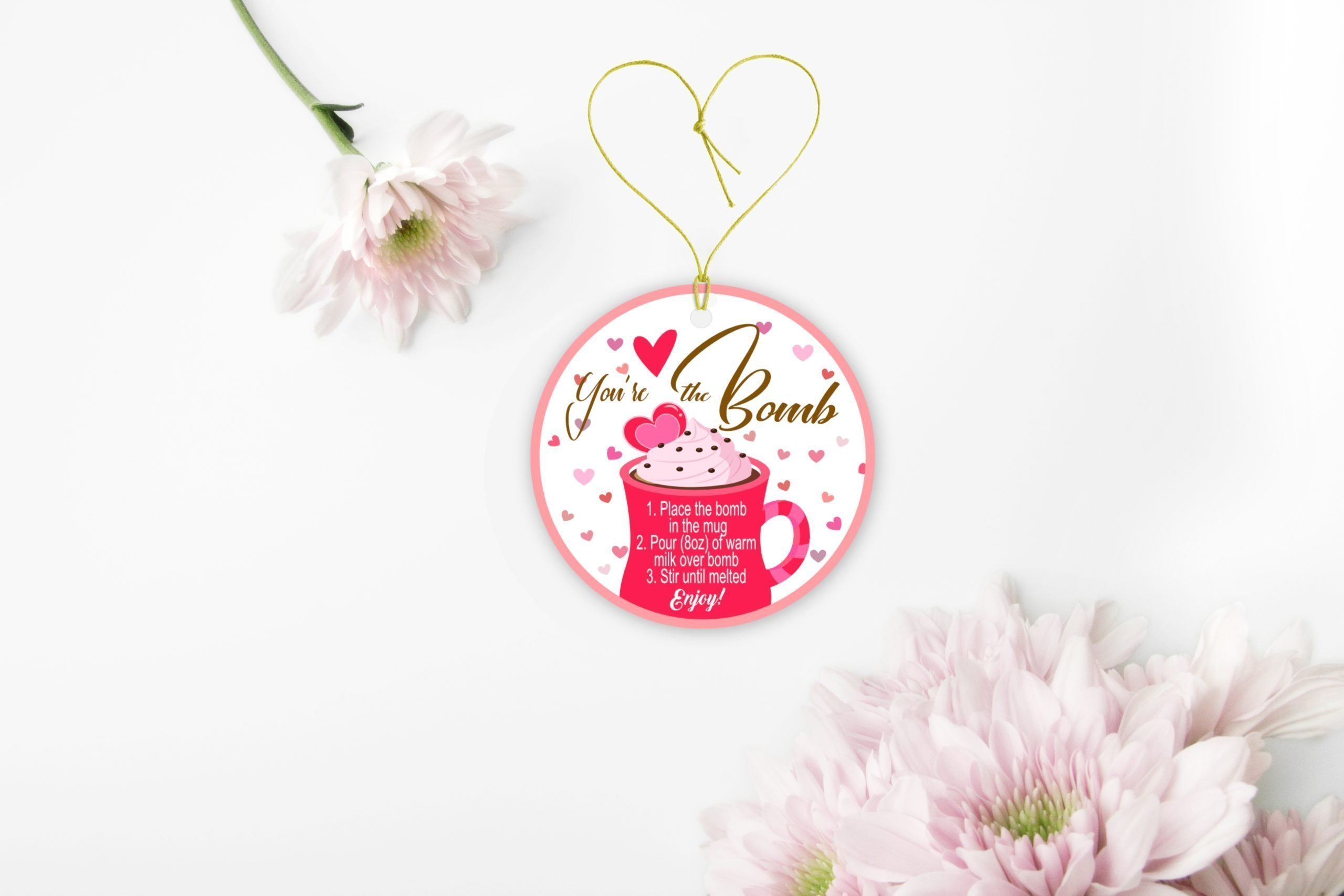 HOLIDAY Valentine You’re the Bomb Hot Chocolate Bomb Tag, PRINTABLE 2x2" size