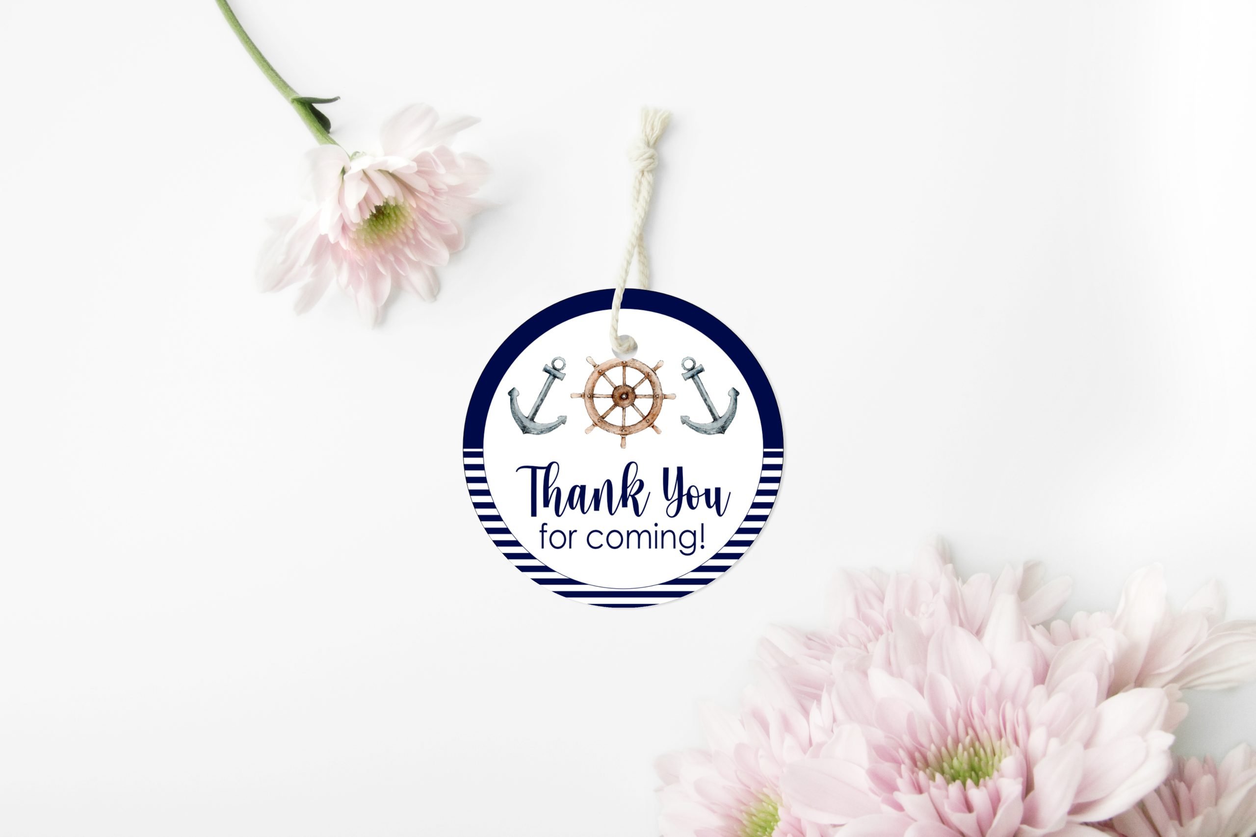 Gift Tags | Favor Tags Nautical Thank You Favor Tags, Blue and White Stripes, Anchor and Ship Wheel, PRINTABLE, Digital Download anchor
