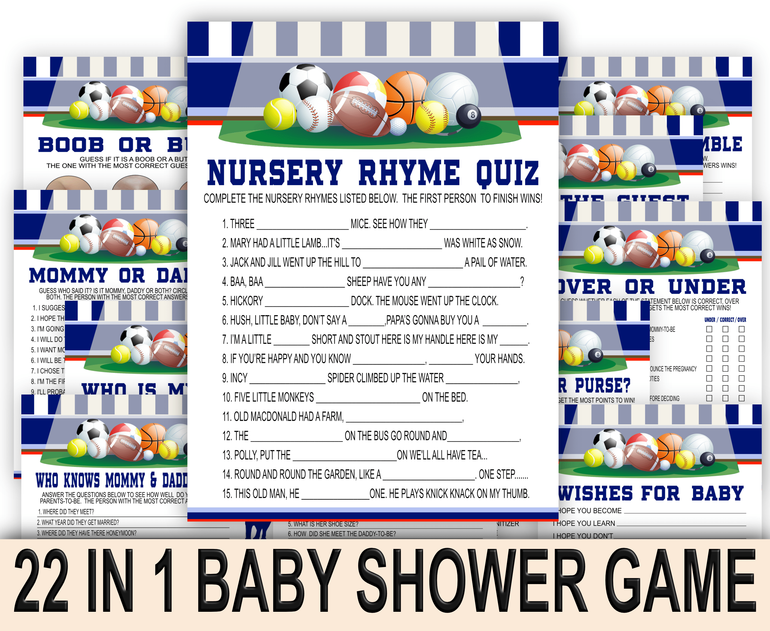 Baby Shower Games Sports Galore Baby Shower Games Bundle Pack – Printable Baseball Baby Shower Game