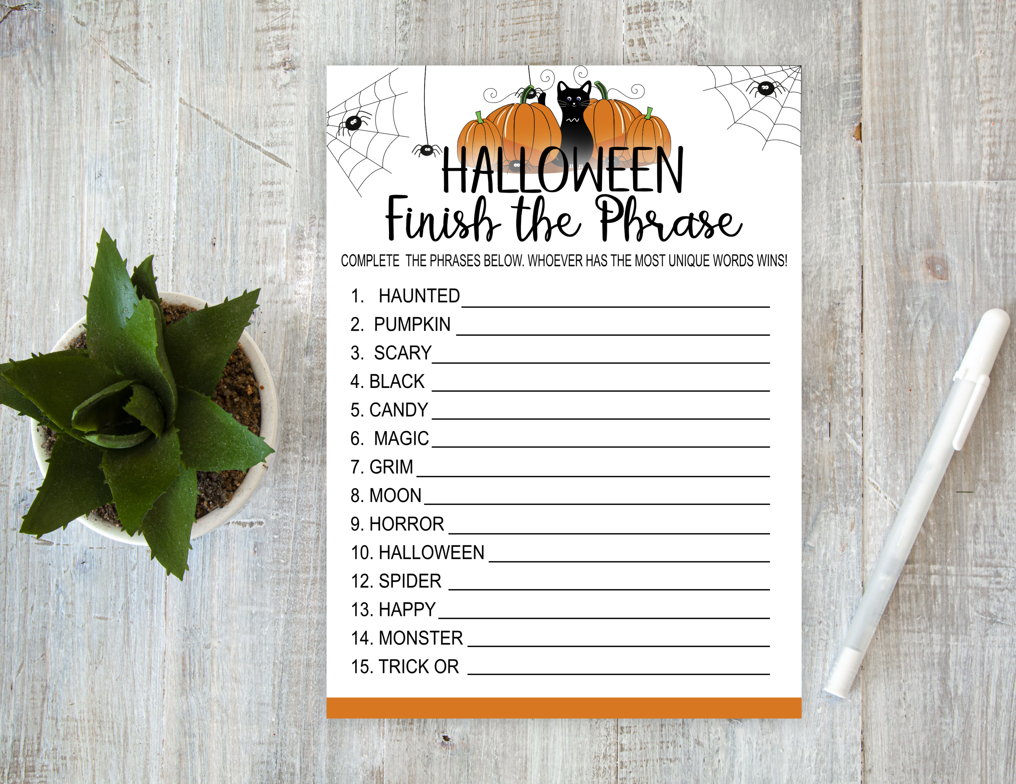 Halloween Halloween Party Game: Finish the Phrase – Printable Fun Game for Halloween Finish the Phrase Game