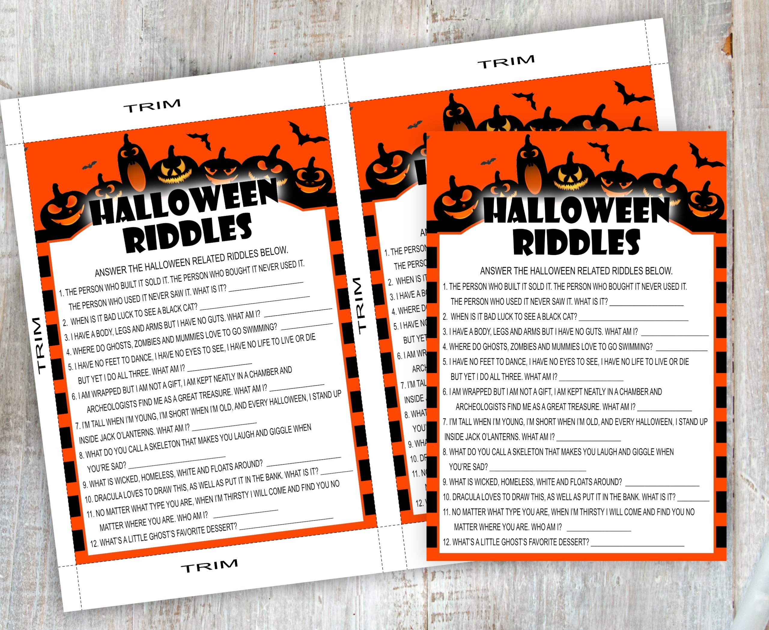 Halloween Riddles Party Game, PRINTABLE, Fun for Kids and Adult ...