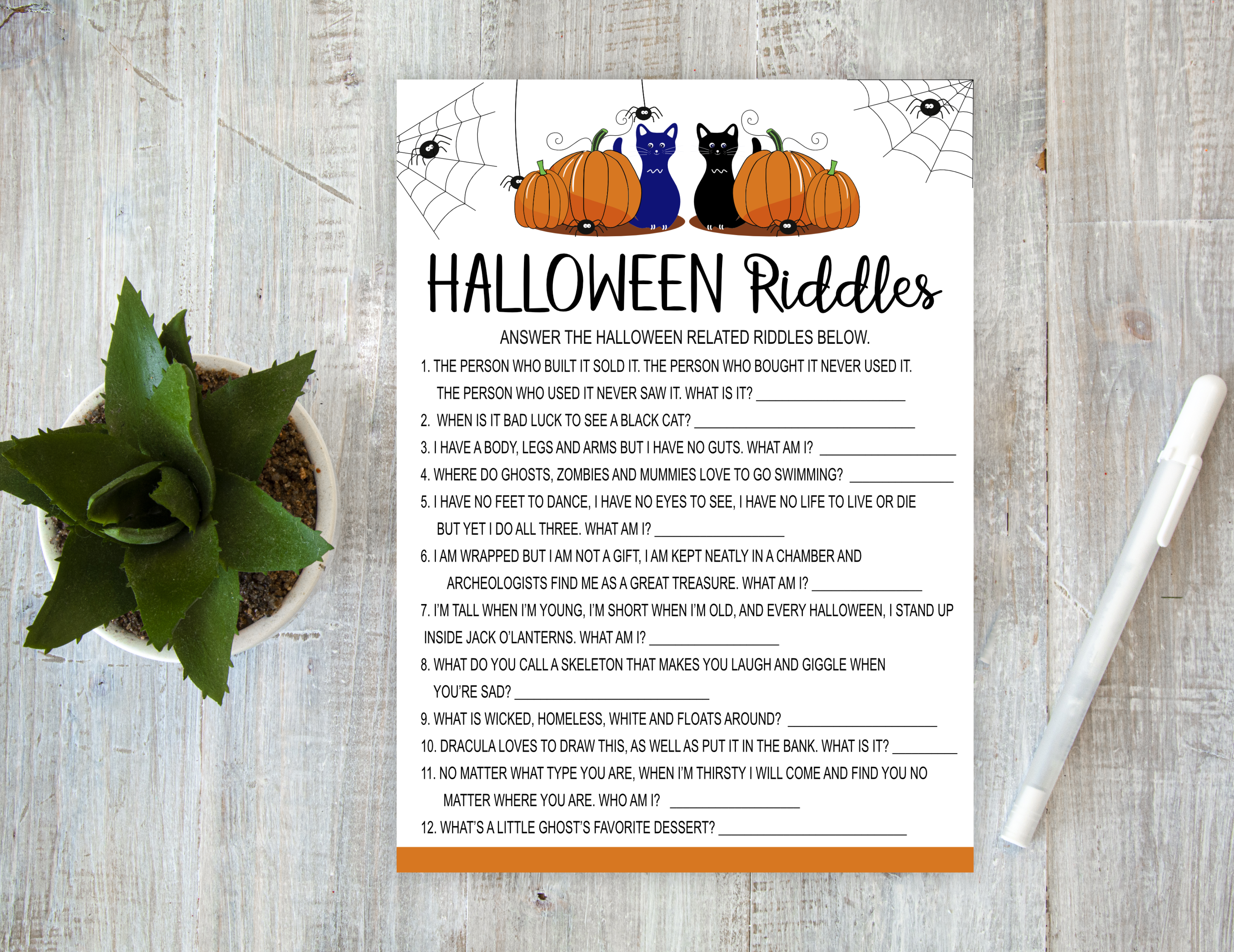 Halloween Halloween Riddles – Printable Party Game for Halloween Fun Cat Riddles