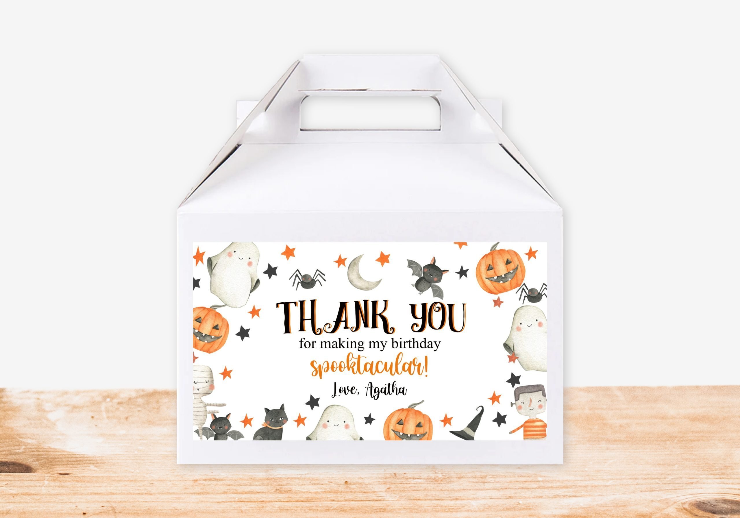 Gable Box - Treat Box Editable Halloween Gable Box Favor Label – Pumpkin, Ghost, Spider, and More – PRINTABLE Corjl Template baby shower favor label