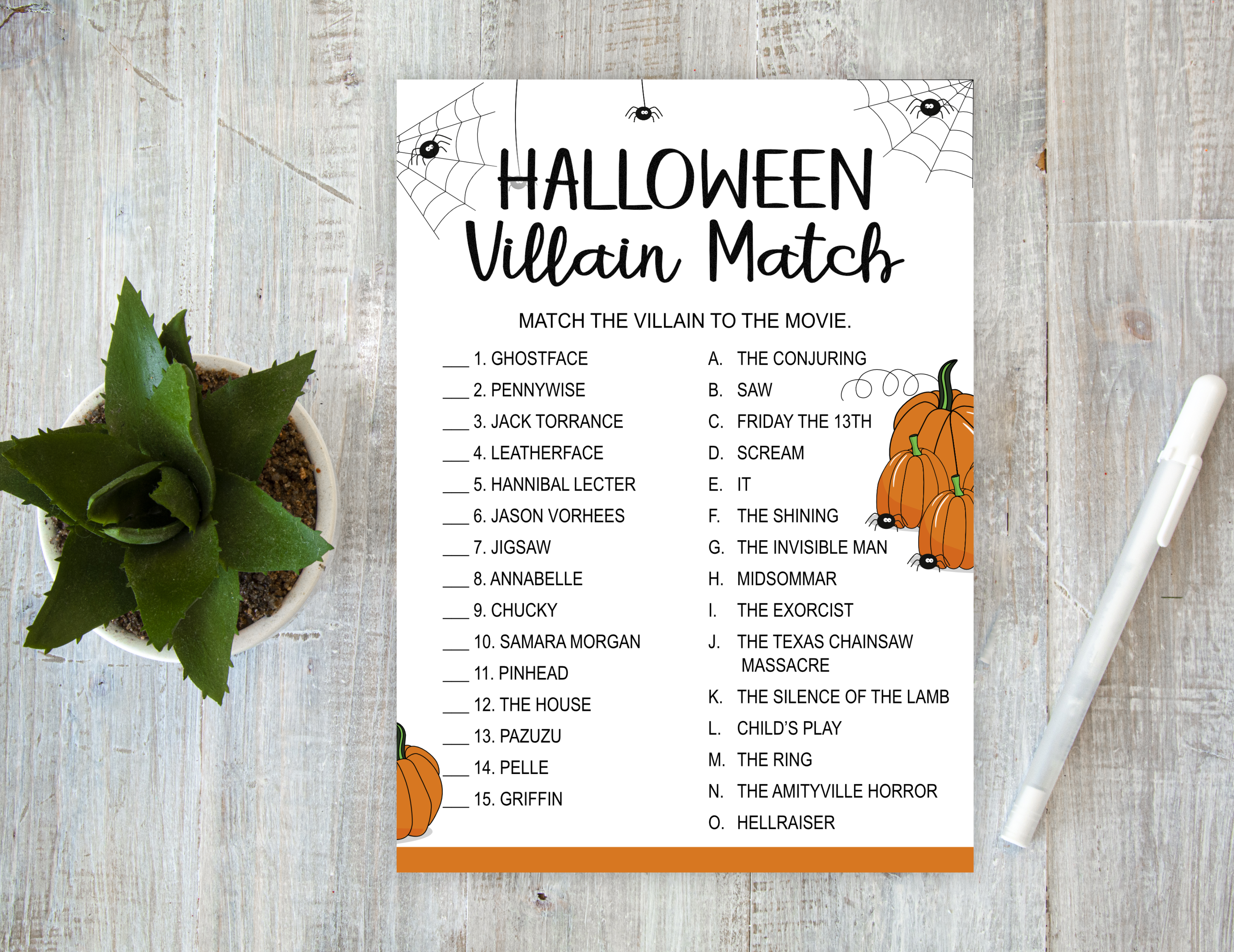 Halloween Halloween Villain Match Game – Printable Party Fun Halloween Fun Night