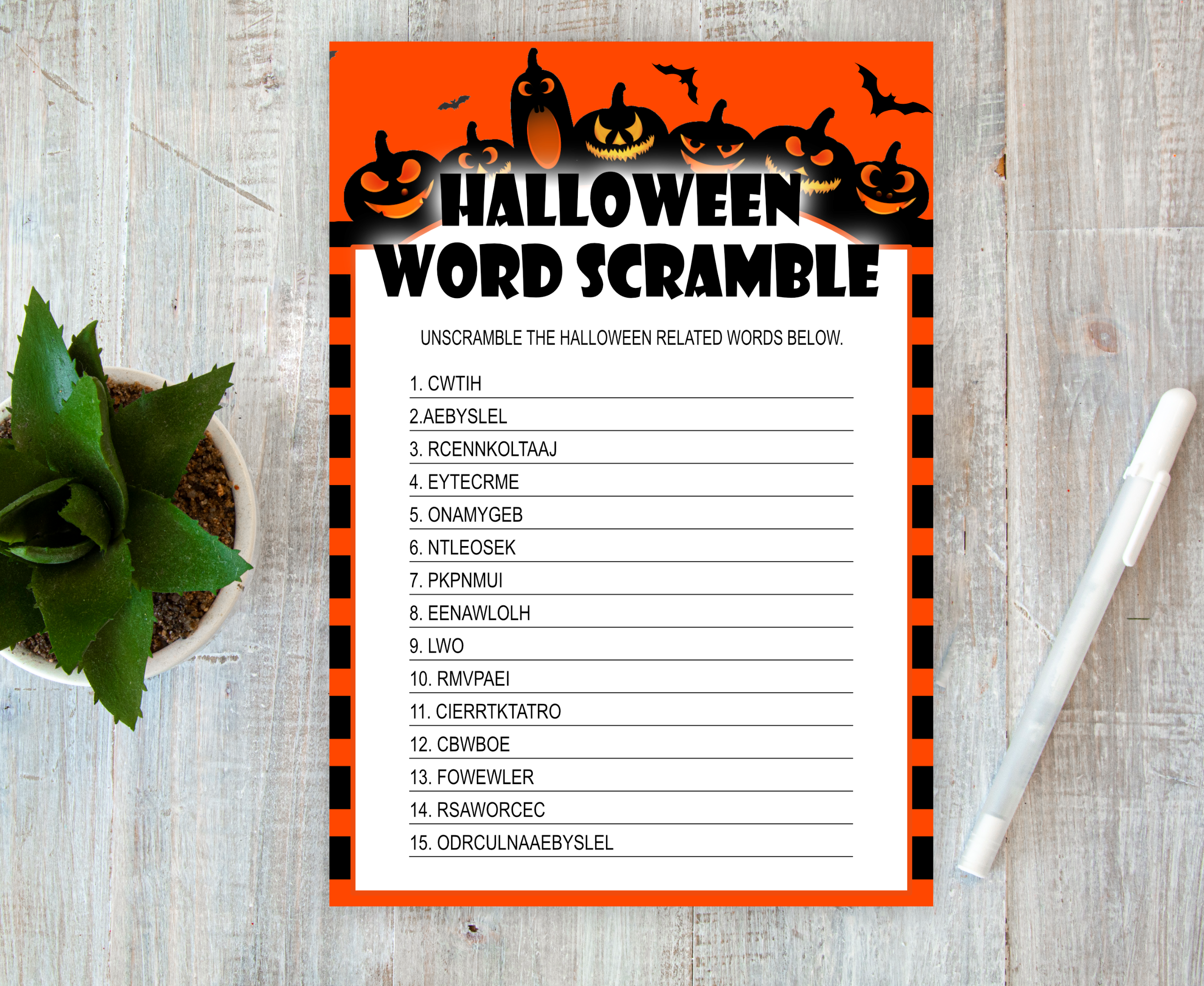 Halloween Halloween Word Scramble Game – Printable Fun Game for Halloween Party Fun Halloween Game