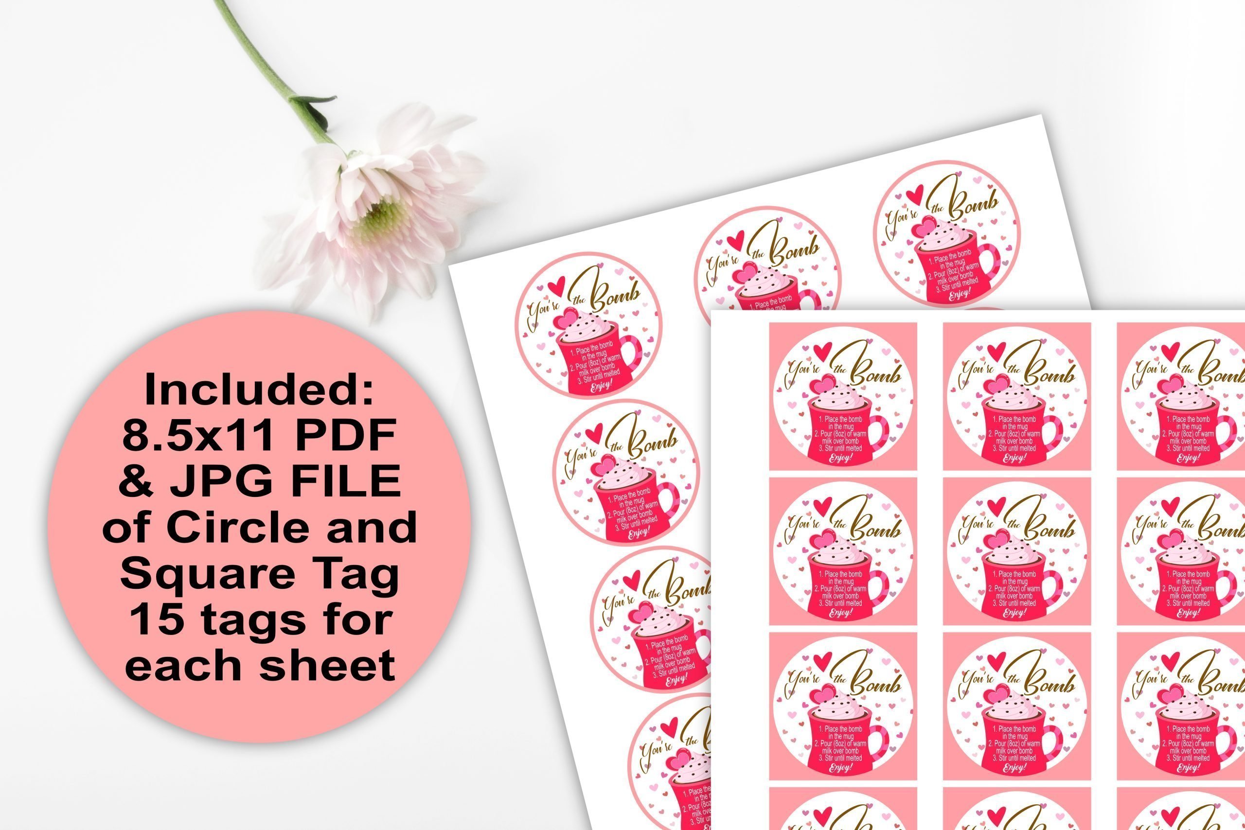 HOLIDAY Valentine You’re the Bomb Hot Chocolate Bomb Tag, PRINTABLE 2x2" size