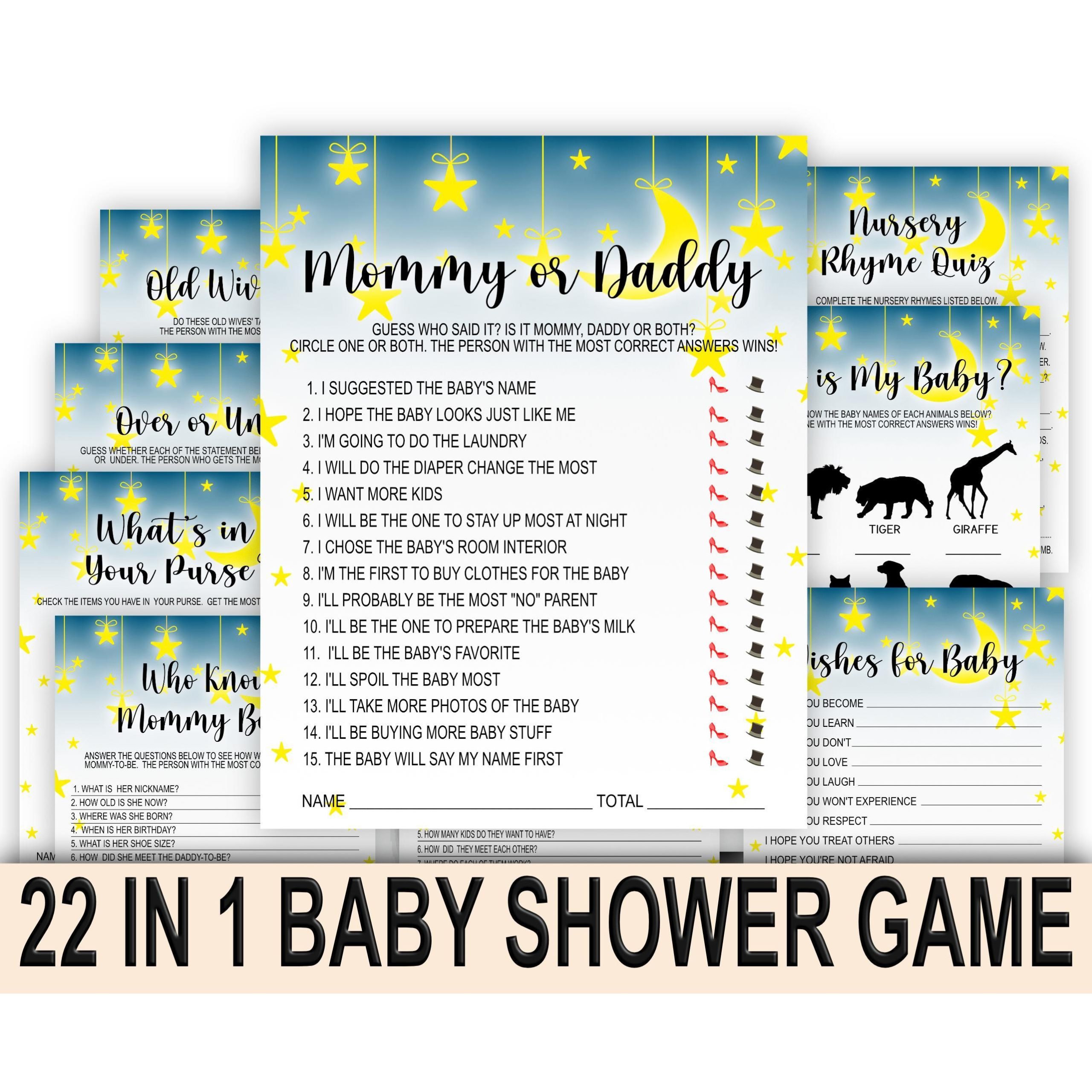 Baby Shower Games Twinkle, Twinkle, Little Star: Moon and Stars Baby Shower Games Bundle Pack baby bingo